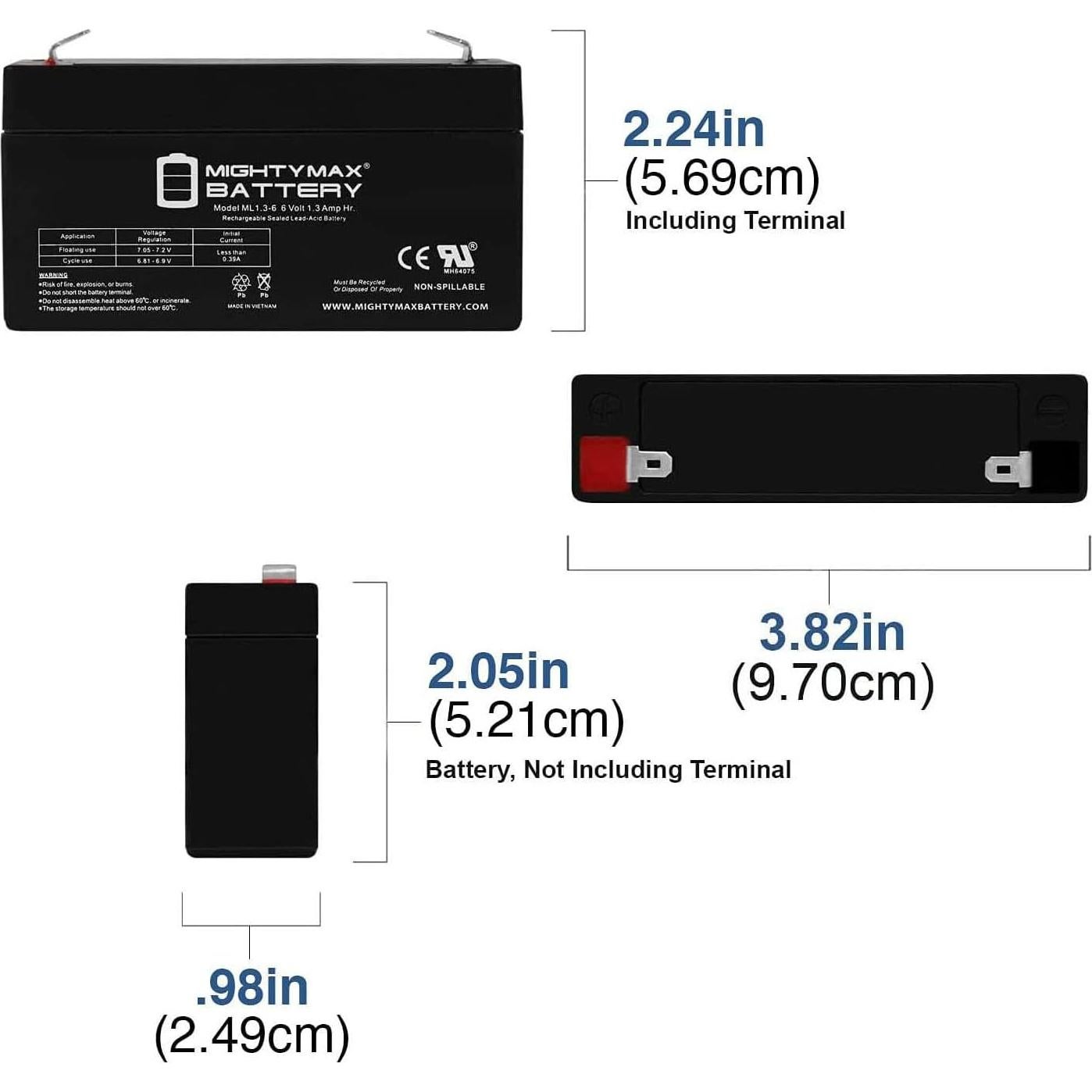 Batería recargable Mighty Max 6V 1.3AH SLA para GE Simon XT