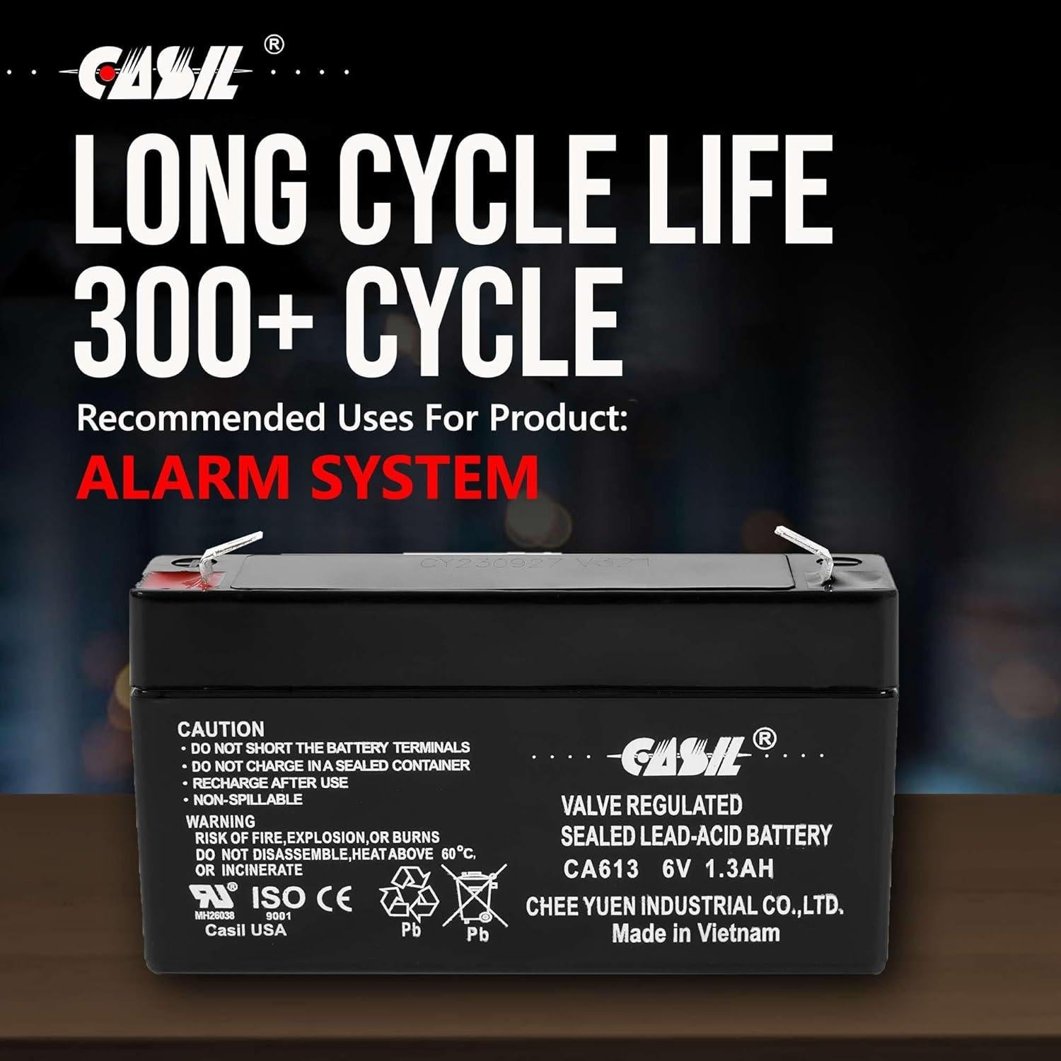 Batería de Reemplazo Casil 6V 1.3Ah para Alarmas Simon XT