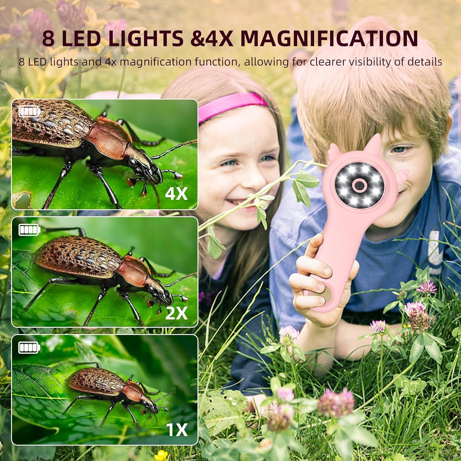 Microscopio Digital para Niños Leersi Jet Rosa 500X 8 LED