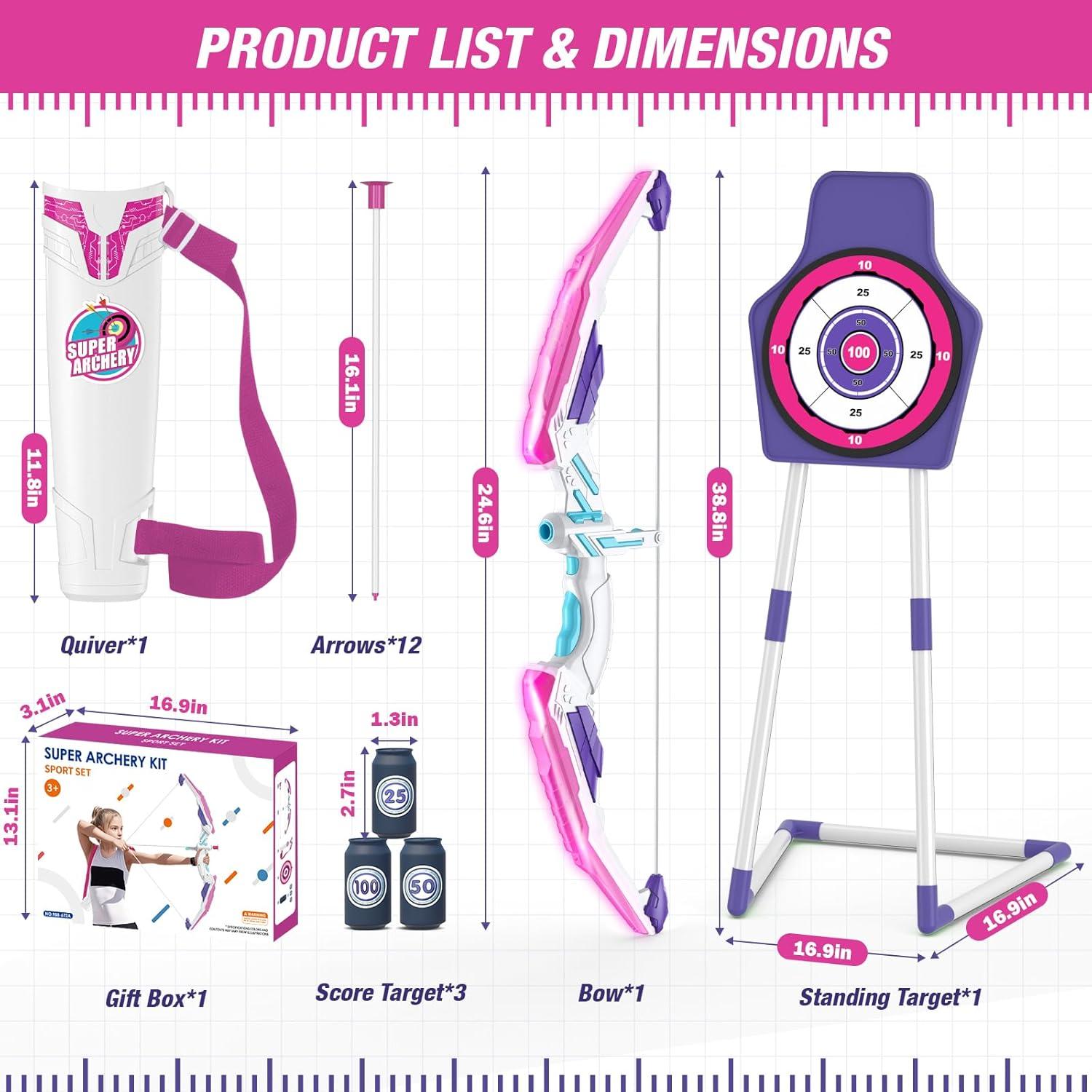 Set Arco y Flecha HYES con Luz LED y 12 Flechas para Niños