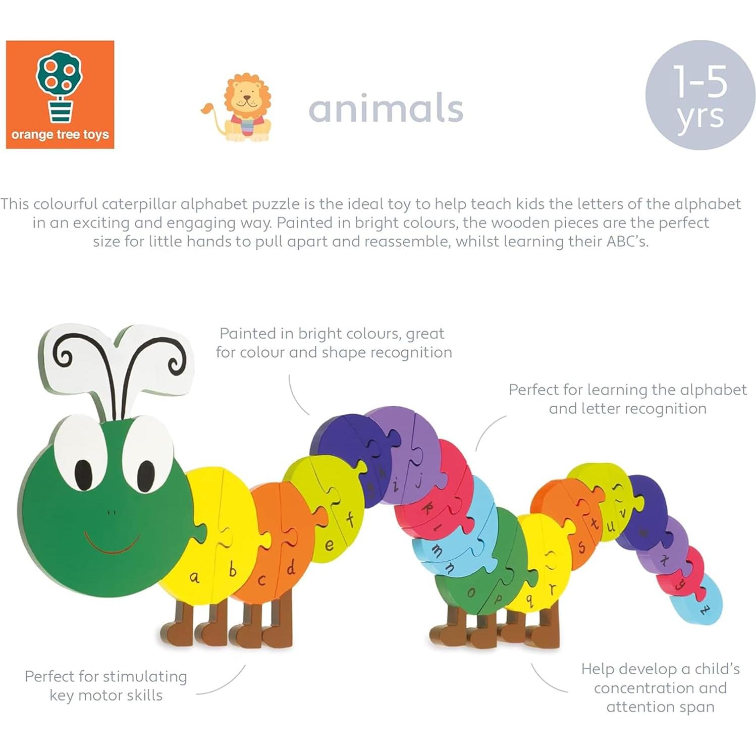 Rompecabezas de Alfabeto de Madera Orange Tree - Oruga