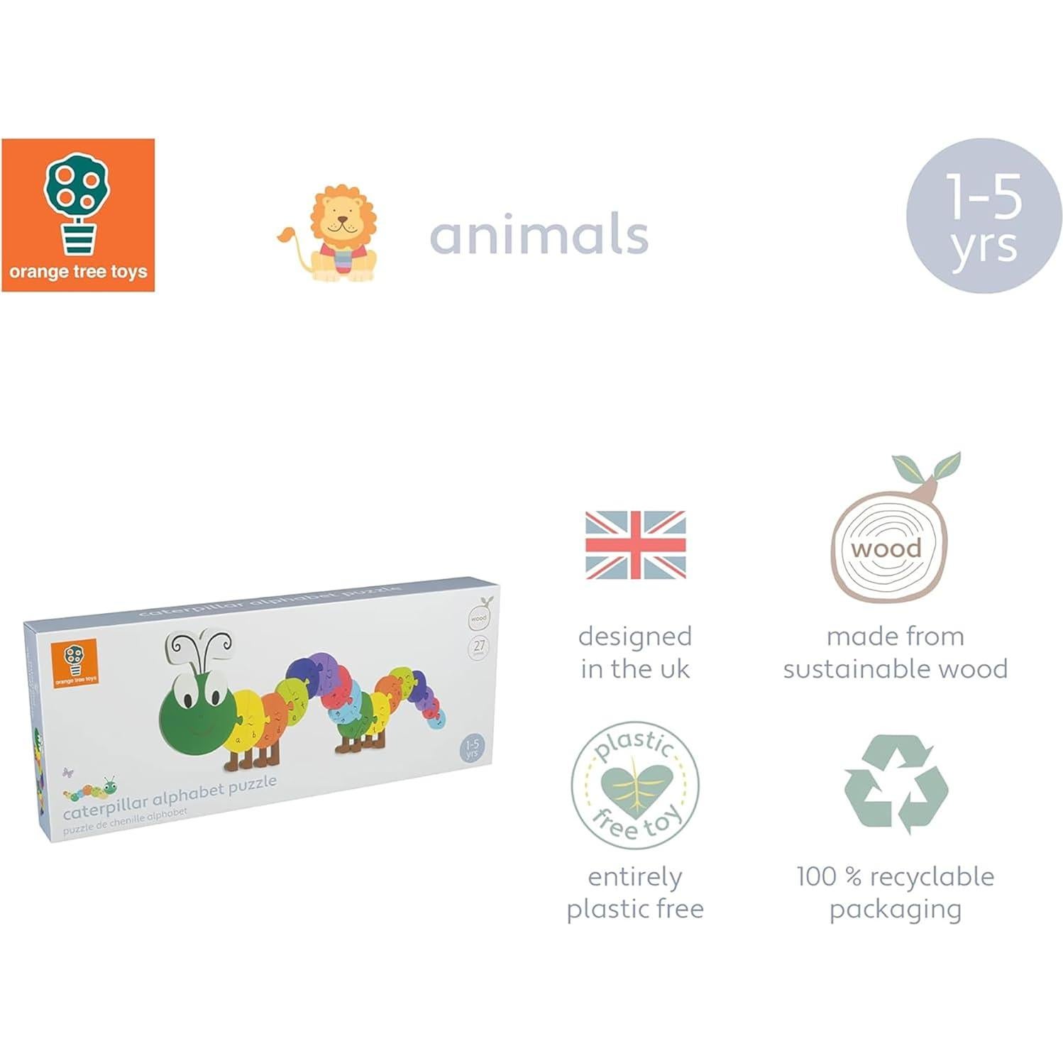 Rompecabezas de Alfabeto de Madera Orange Tree - Oruga