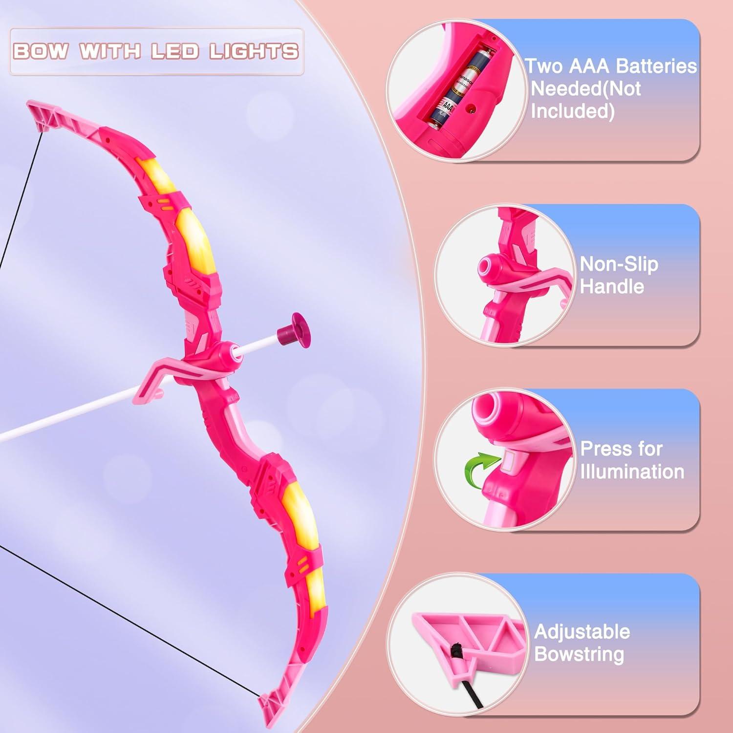 Conjunto de Arco y Flecha Handwell 2 Paquete LED Rosa