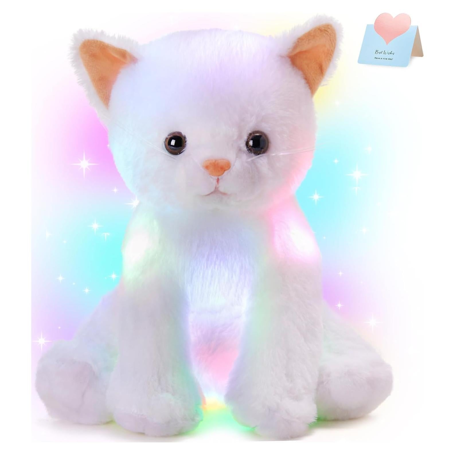 Gato de Peluche Iluminado Houwsbaby 30 cm LED Blanco