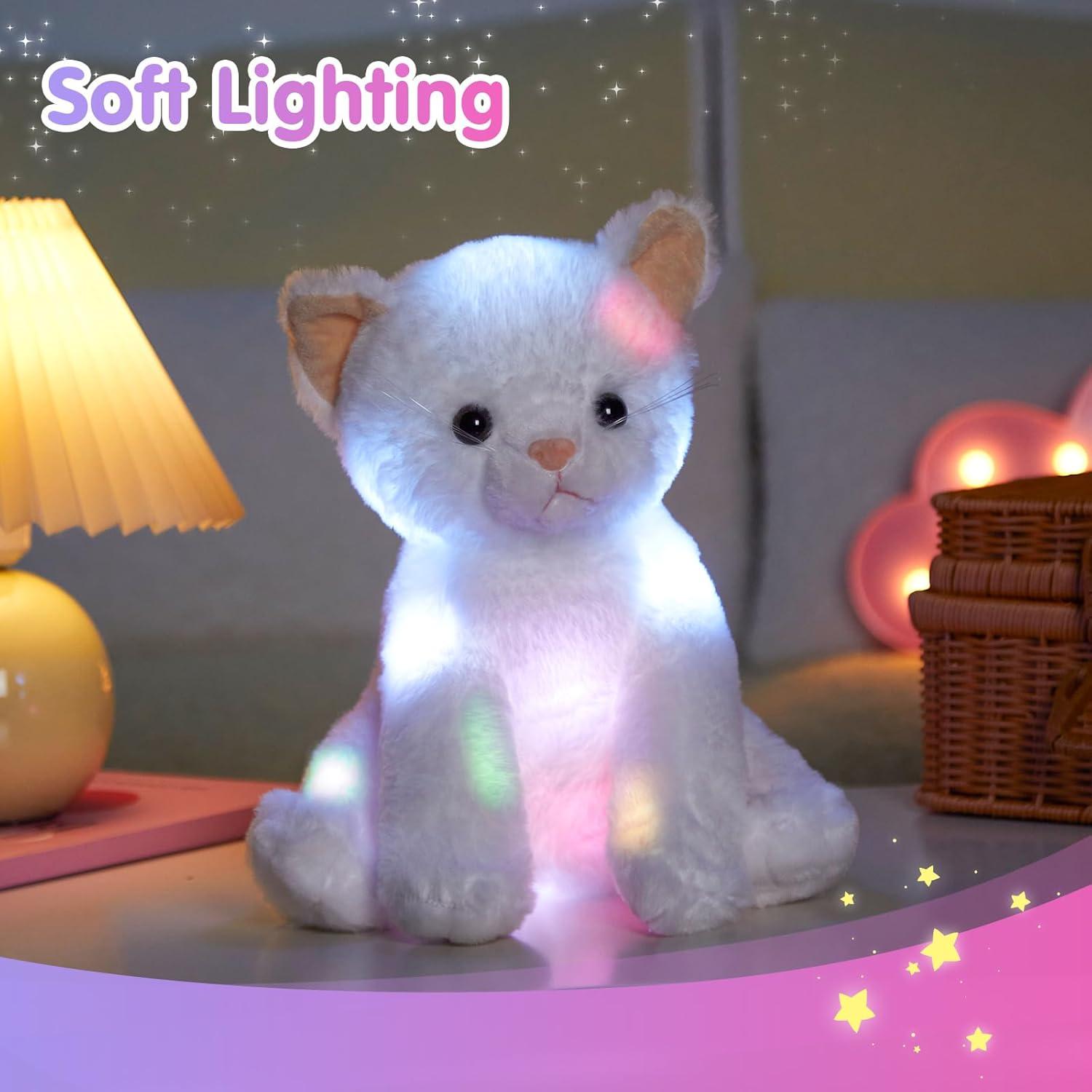 Gato de Peluche Iluminado Houwsbaby 30 cm LED Blanco
