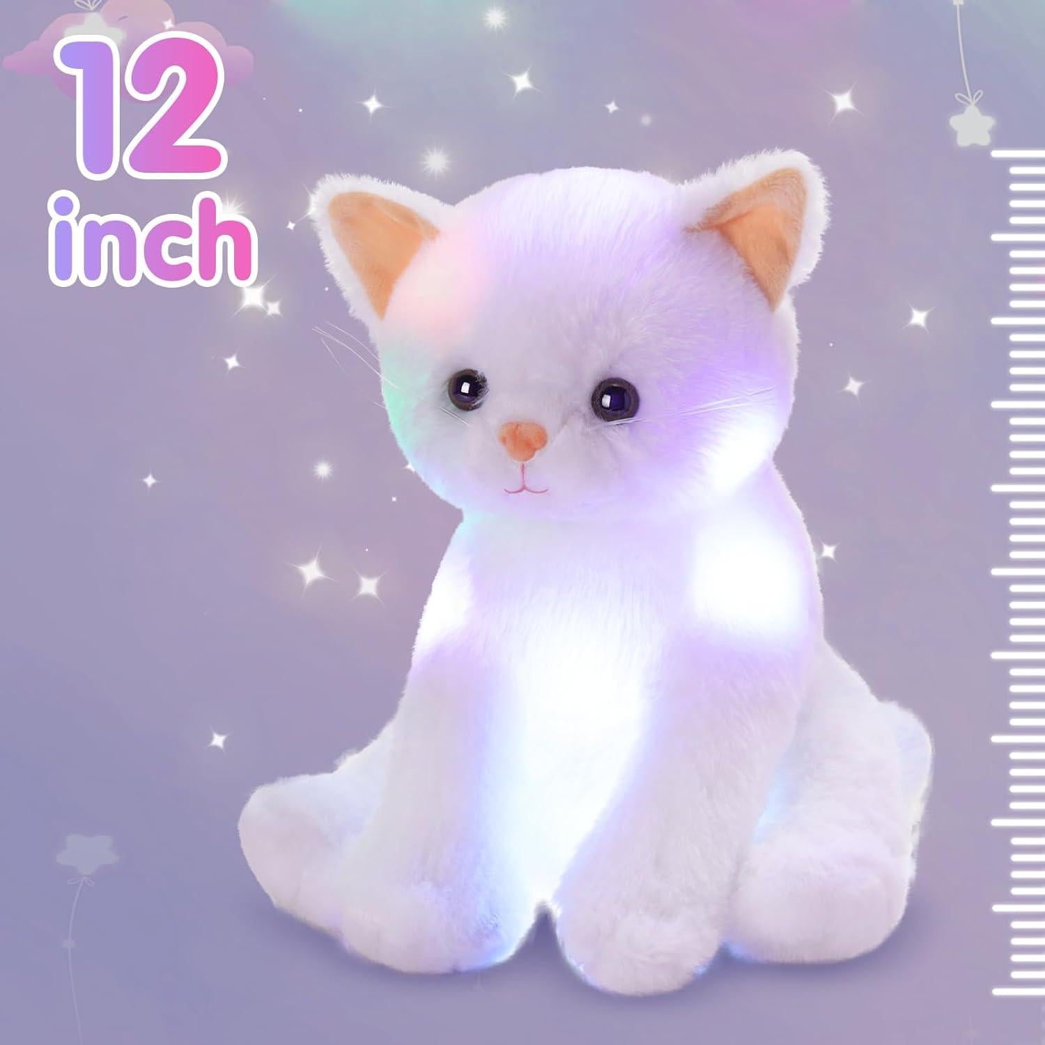 Gato de Peluche Iluminado Houwsbaby 30 cm LED Blanco