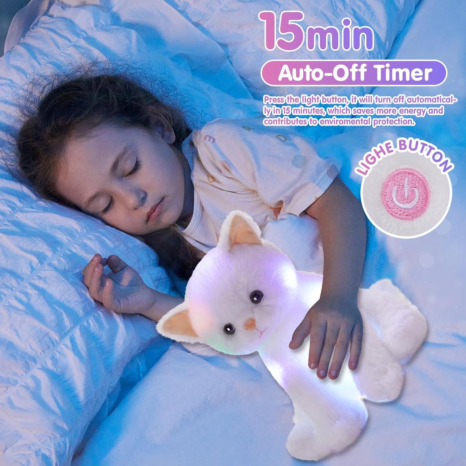 Gato de Peluche Iluminado Houwsbaby 30 cm LED Blanco