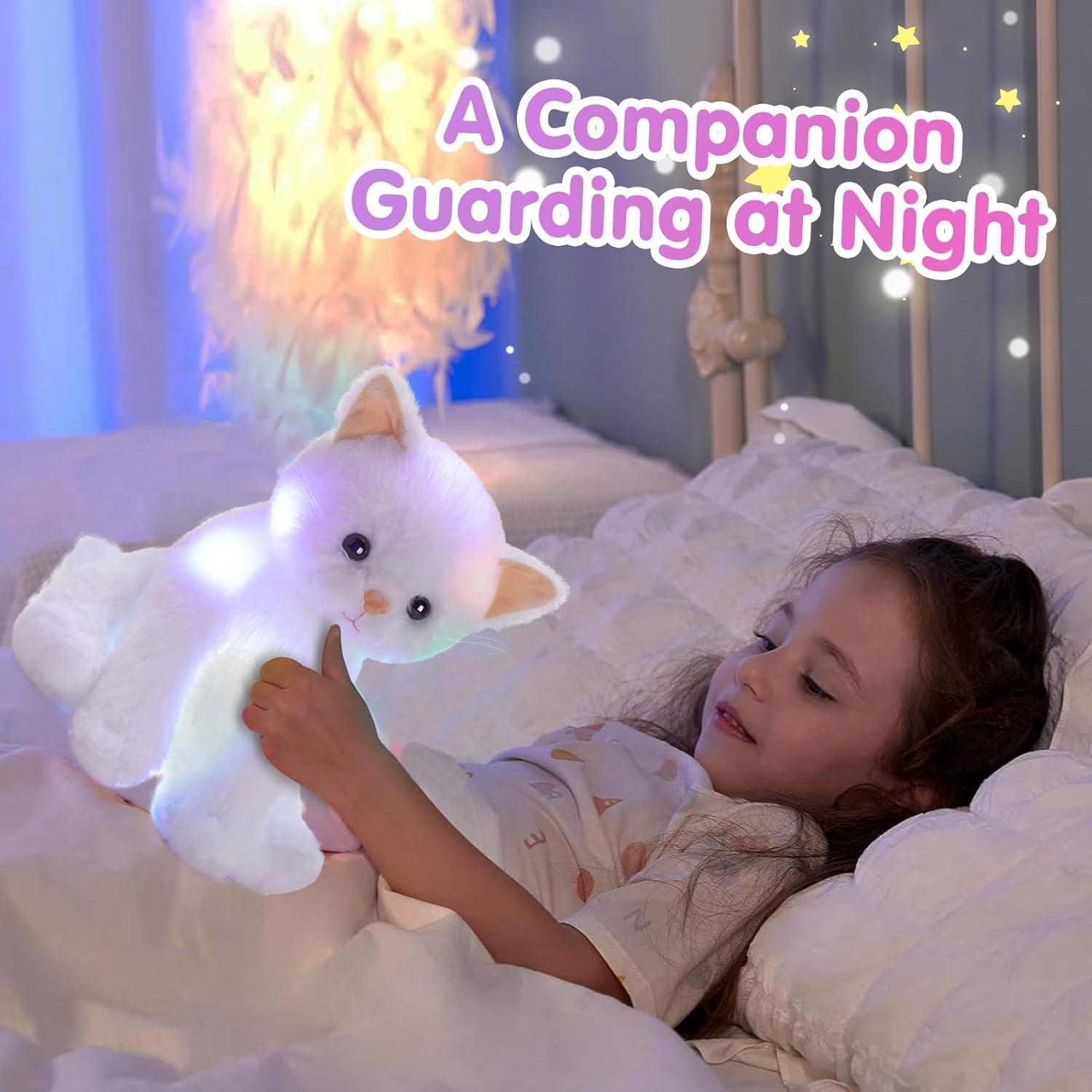Gato de Peluche Iluminado Houwsbaby 30 cm LED Blanco