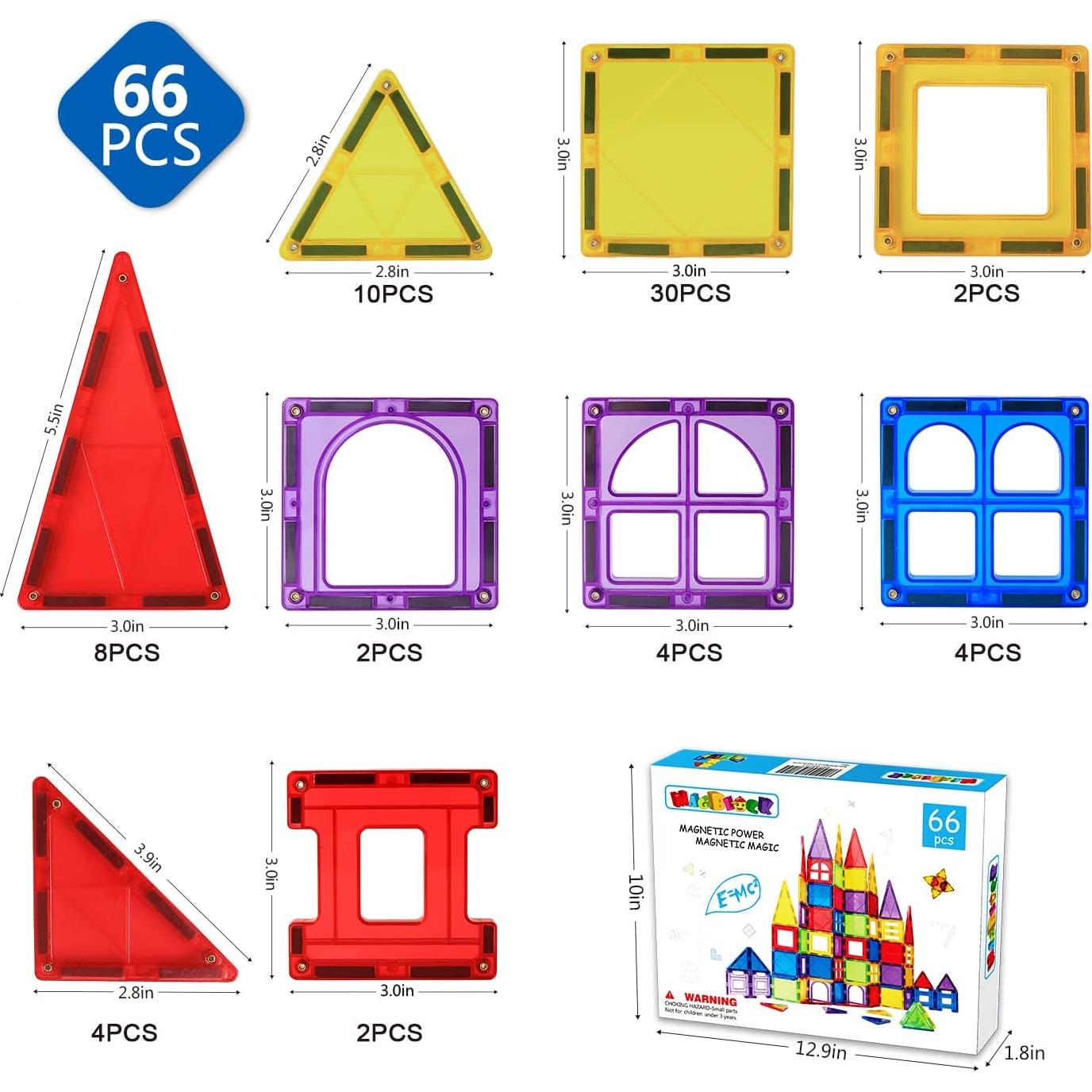 MAGBLOCK Azulejos Magnéticos 66PCS Juguetes Educativos