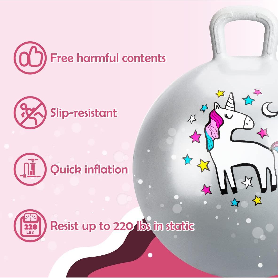 Pelota Saltarina INPODAK 46 cm con Mango para Niños 3-6 Años