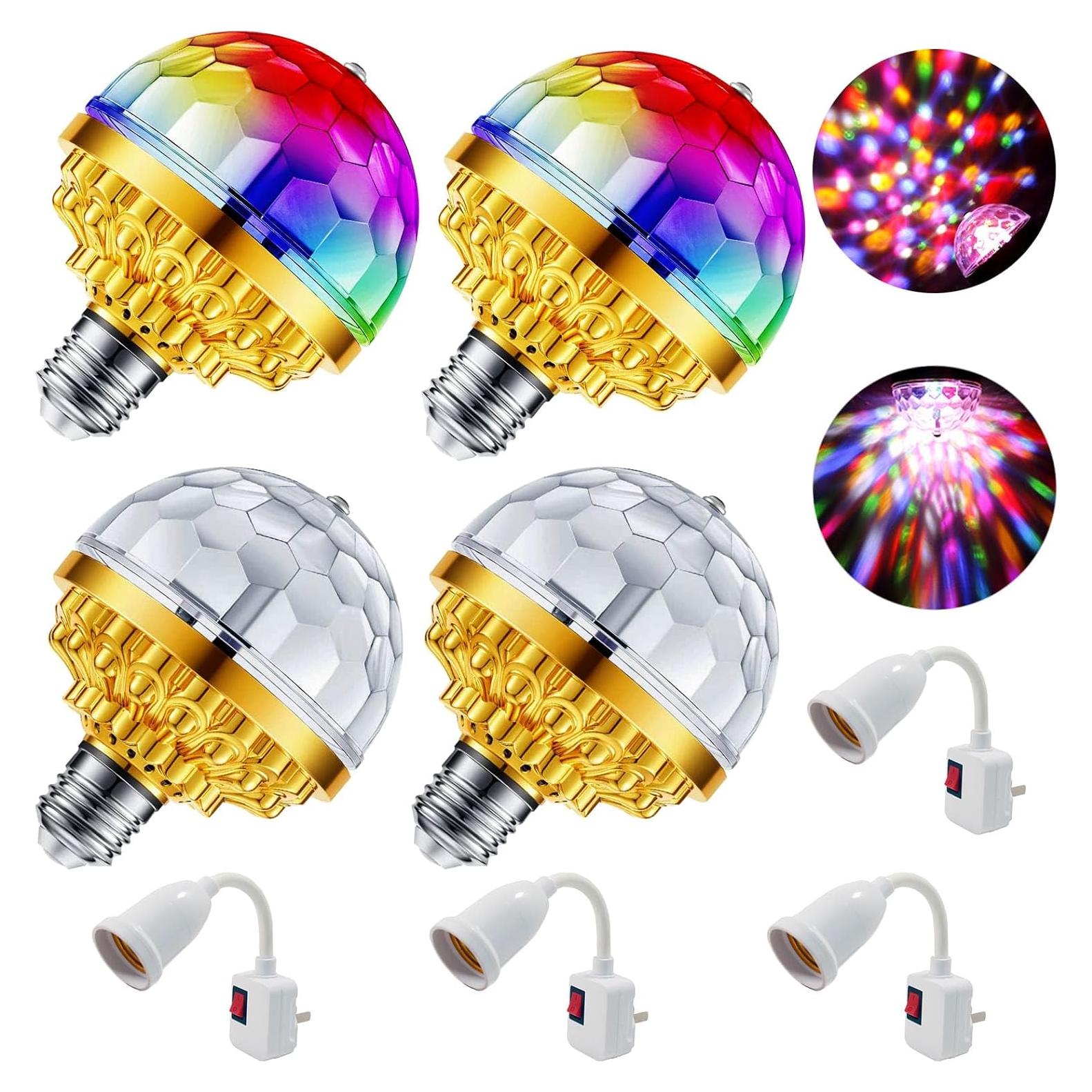 Paquete de 4 luces disco LED MIKWOAB DSK-4G RGB enchufables