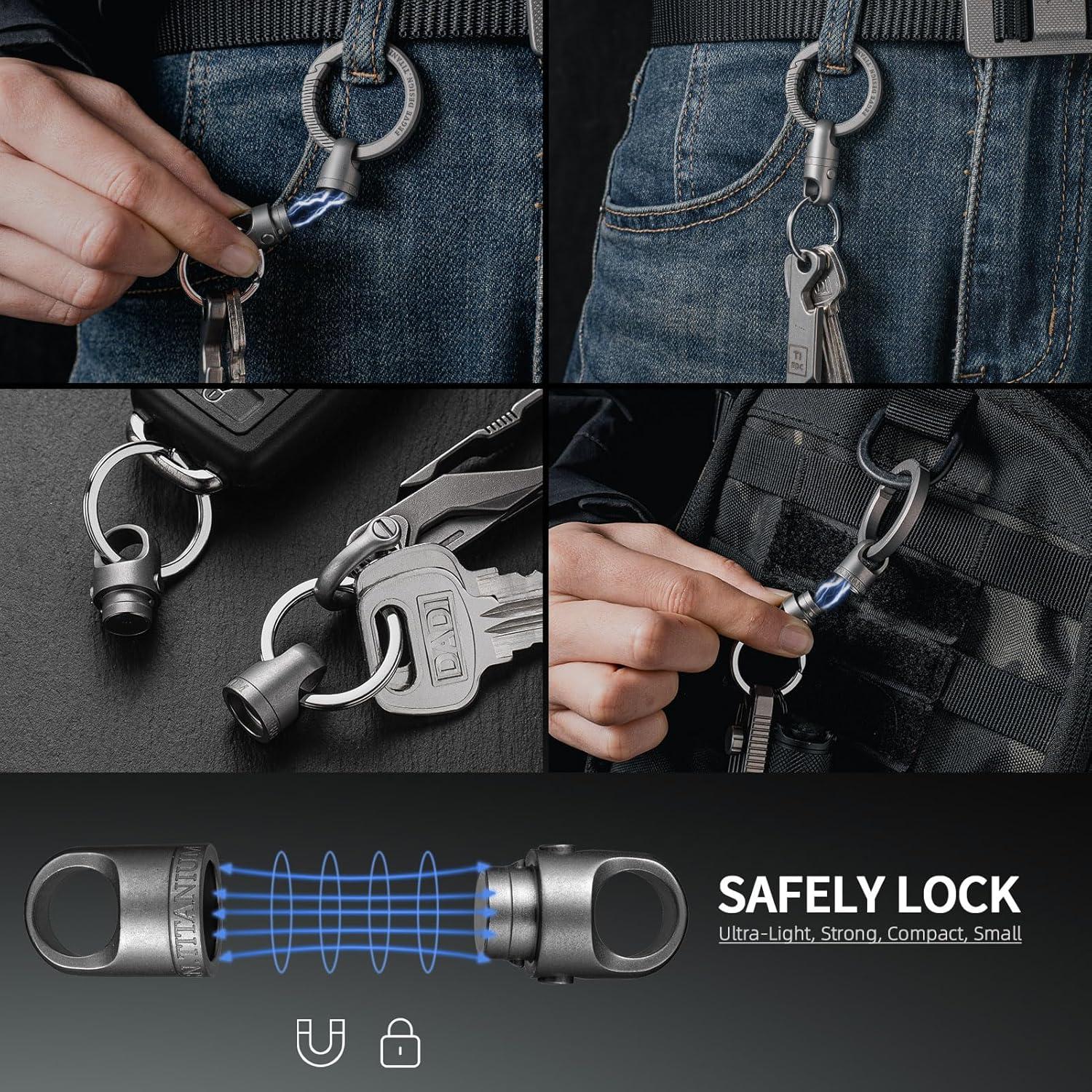 Llavero Magnético FEGVE de Titanio, Ultra Ligero y Desmontable