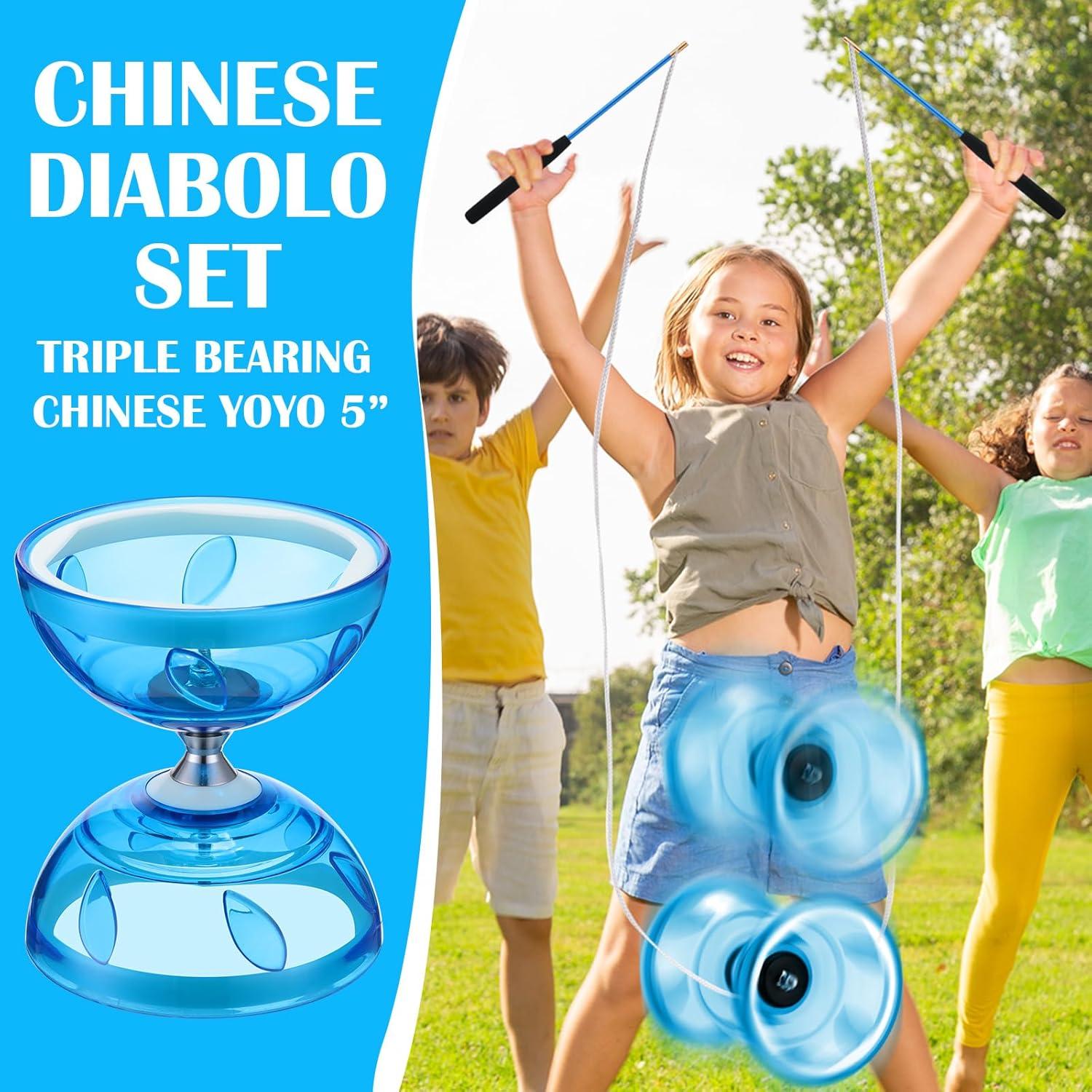 Juego de Diabolo Chino Simgoing con Palos y Cuerda Azul