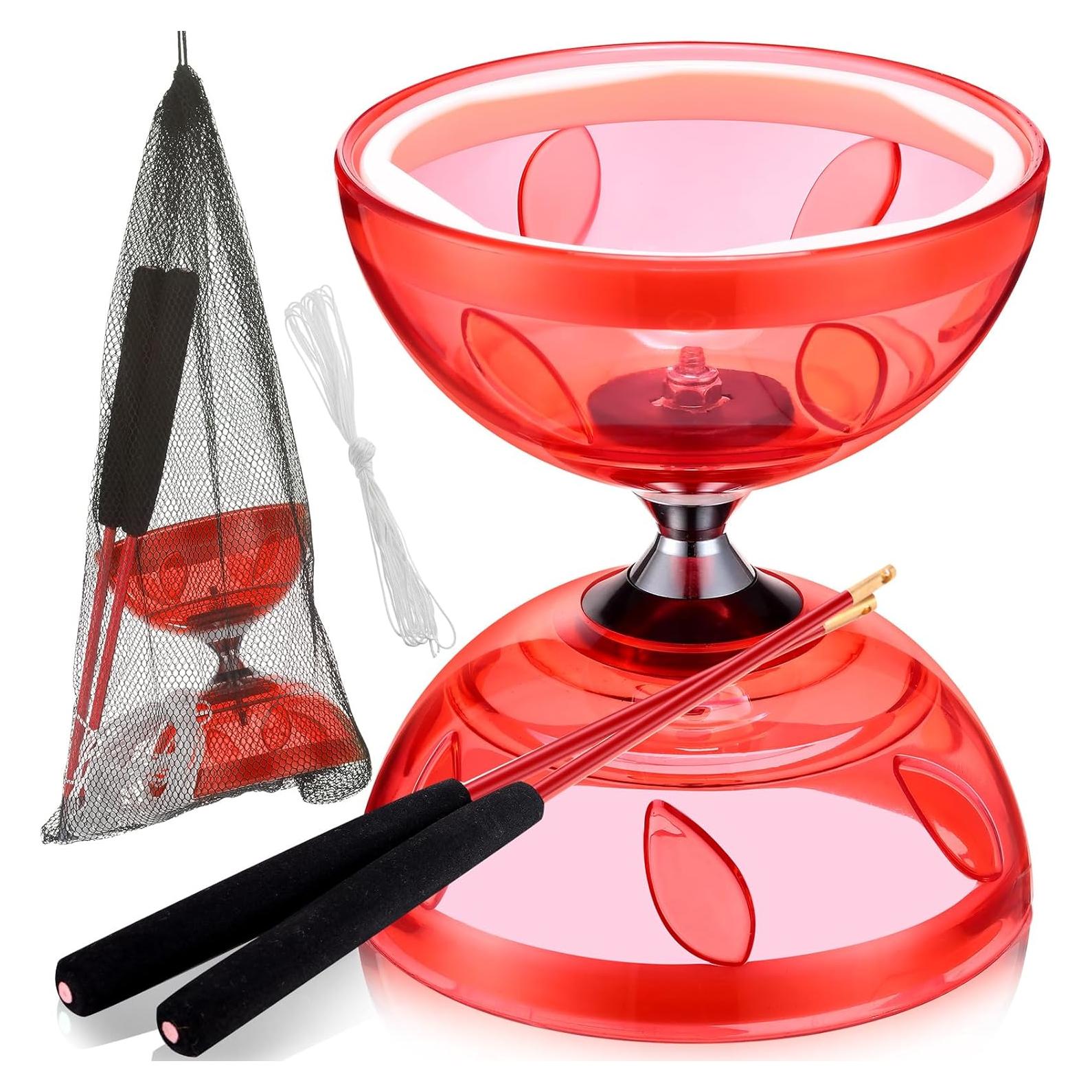 Juego de Diabolo Chino Simgoing Rojo con Palos y Cuerda