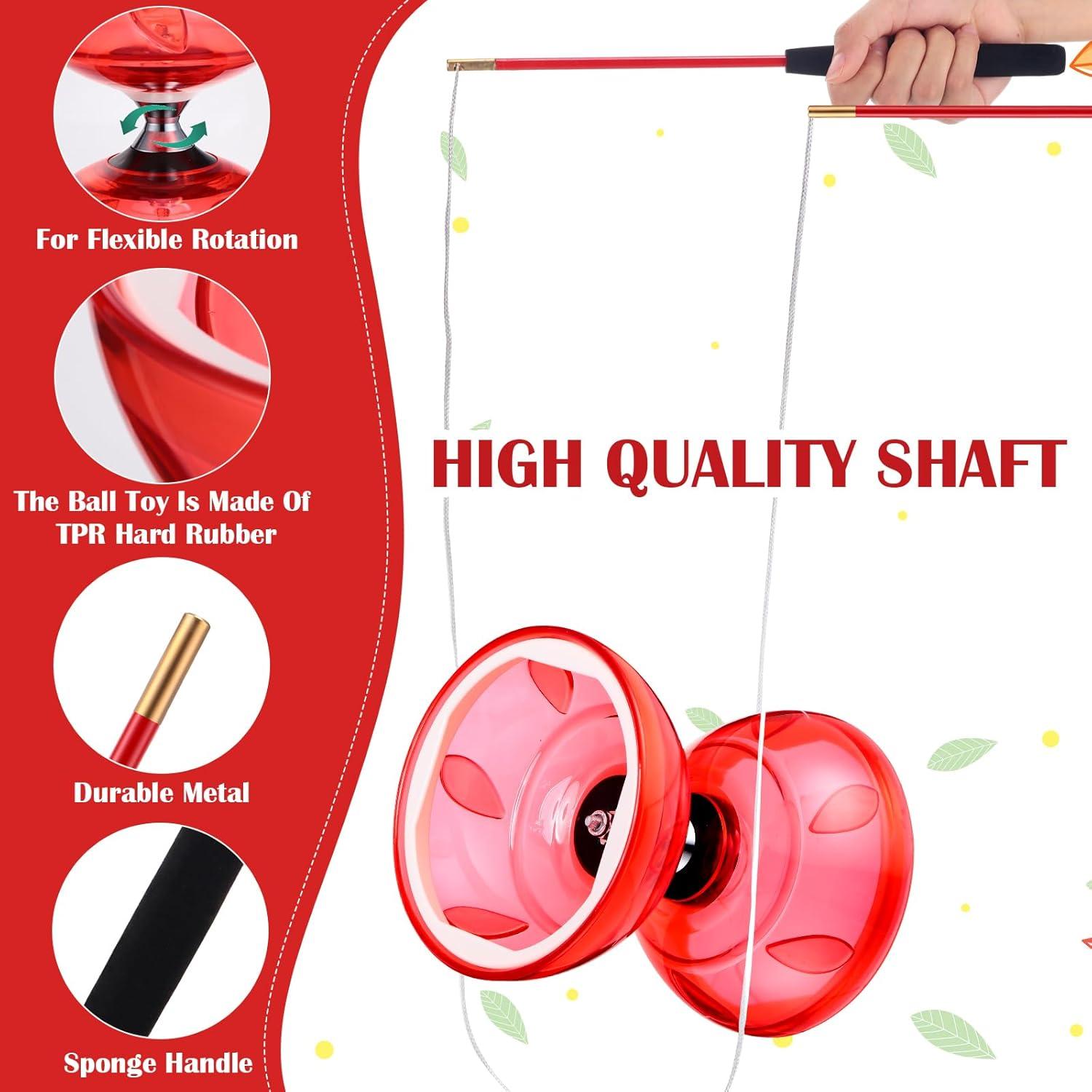 Juego de Diabolo Chino Simgoing Rojo con Palos y Cuerda