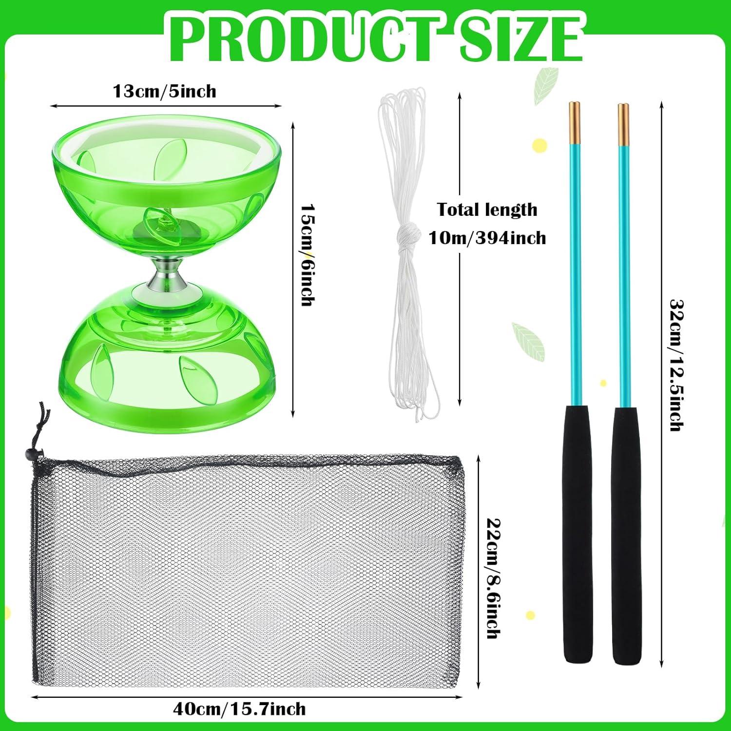 Juego de Diabolo Chino Simgoing Verde con Palos y Cuerda