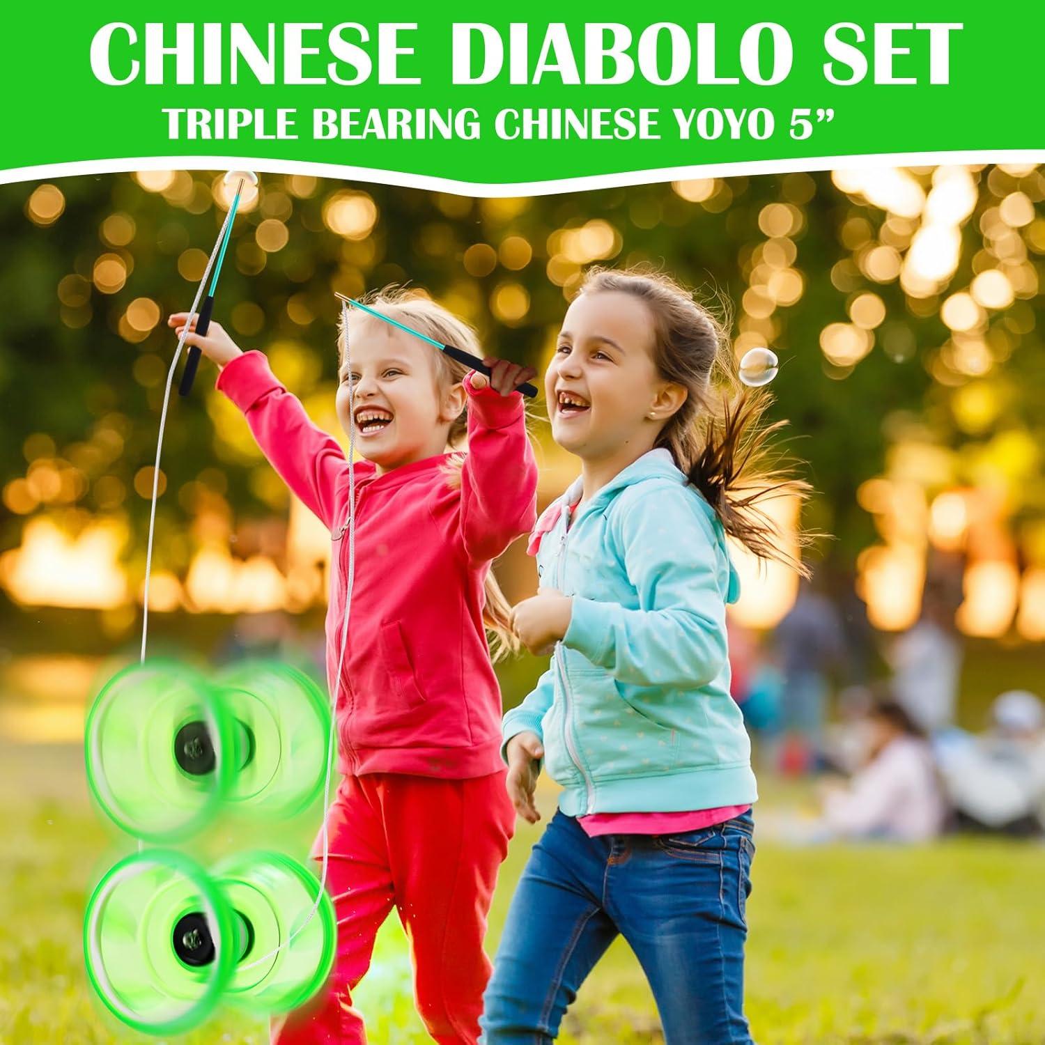 Juego de Diabolo Chino Simgoing Verde con Palos y Cuerda