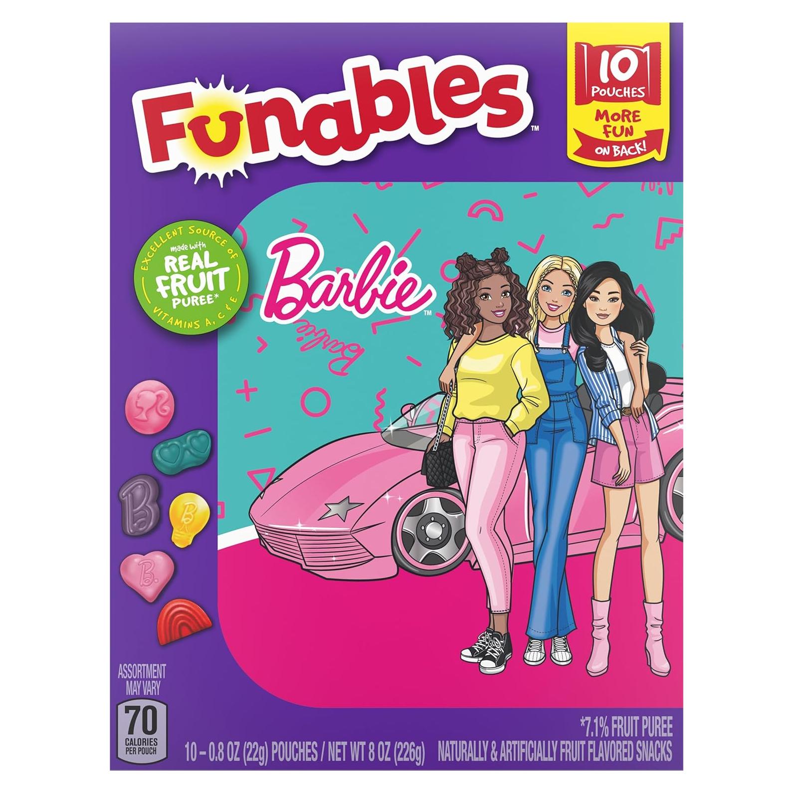 Snacks de Fruta Funables Barbie 10 Paquetes de 22.68g