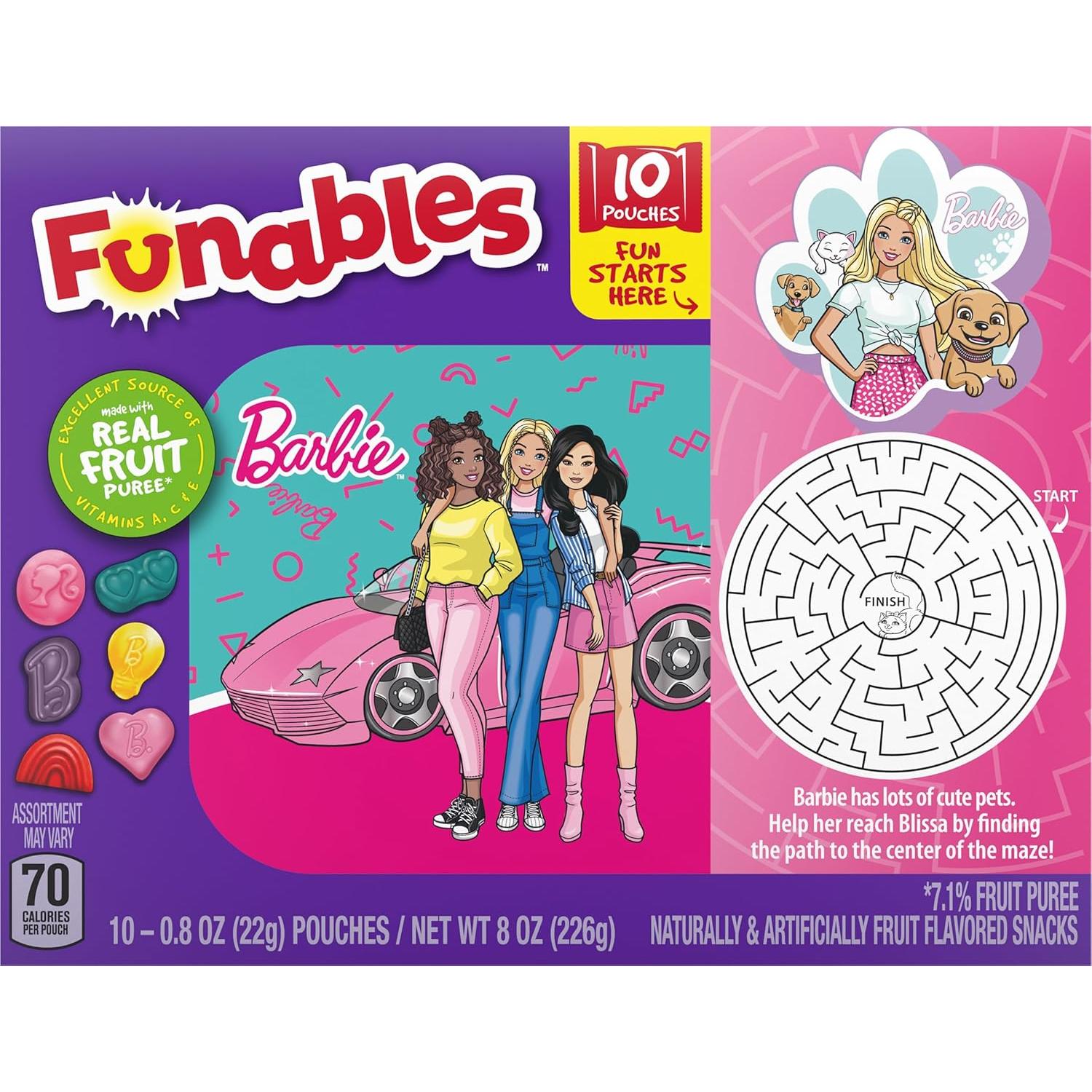 Snacks de Fruta Funables Barbie 10 Paquetes de 22.68g