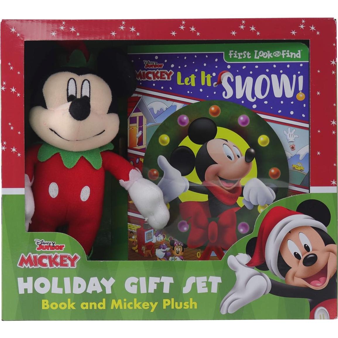Disney Junior Mickey Mouse Clubhouse - Let It Snow! Holiday Gift Set - First Look and Find Activity Book and Mickey Plush! - PI Kids