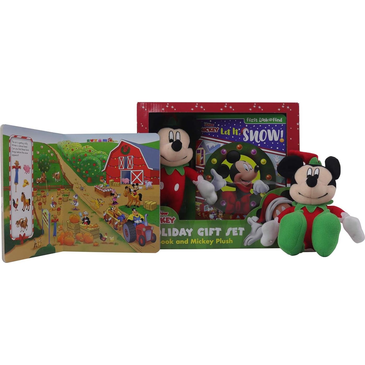 Disney Junior Mickey Mouse Clubhouse - Let It Snow! Holiday Gift Set - First Look and Find Activity Book and Mickey Plush! - PI Kids