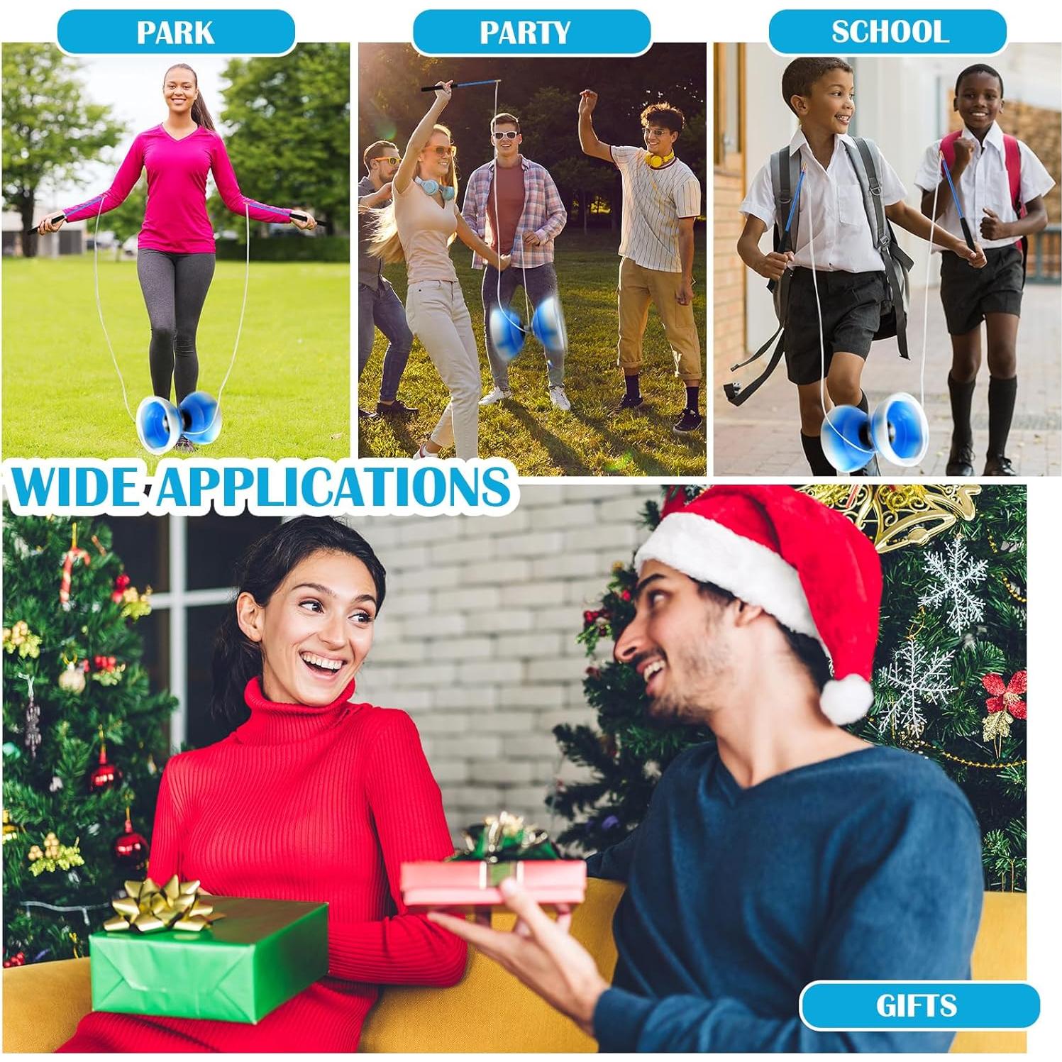 Juego de Diabolo Chino Simgoing LED Azul Fuego Completo