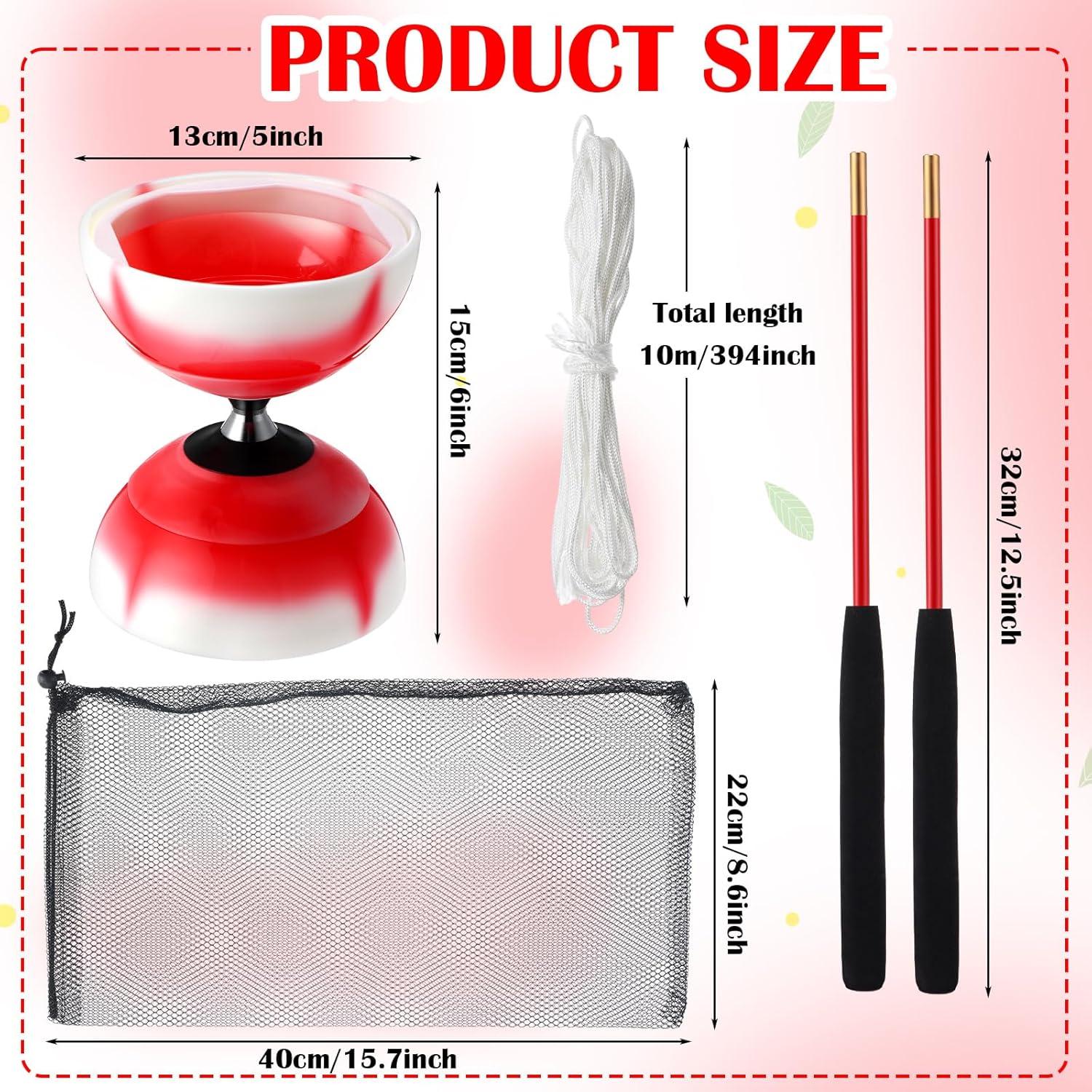 Juego de Diabolo Chino Simgoing LED Rojo Fuego 15 cm