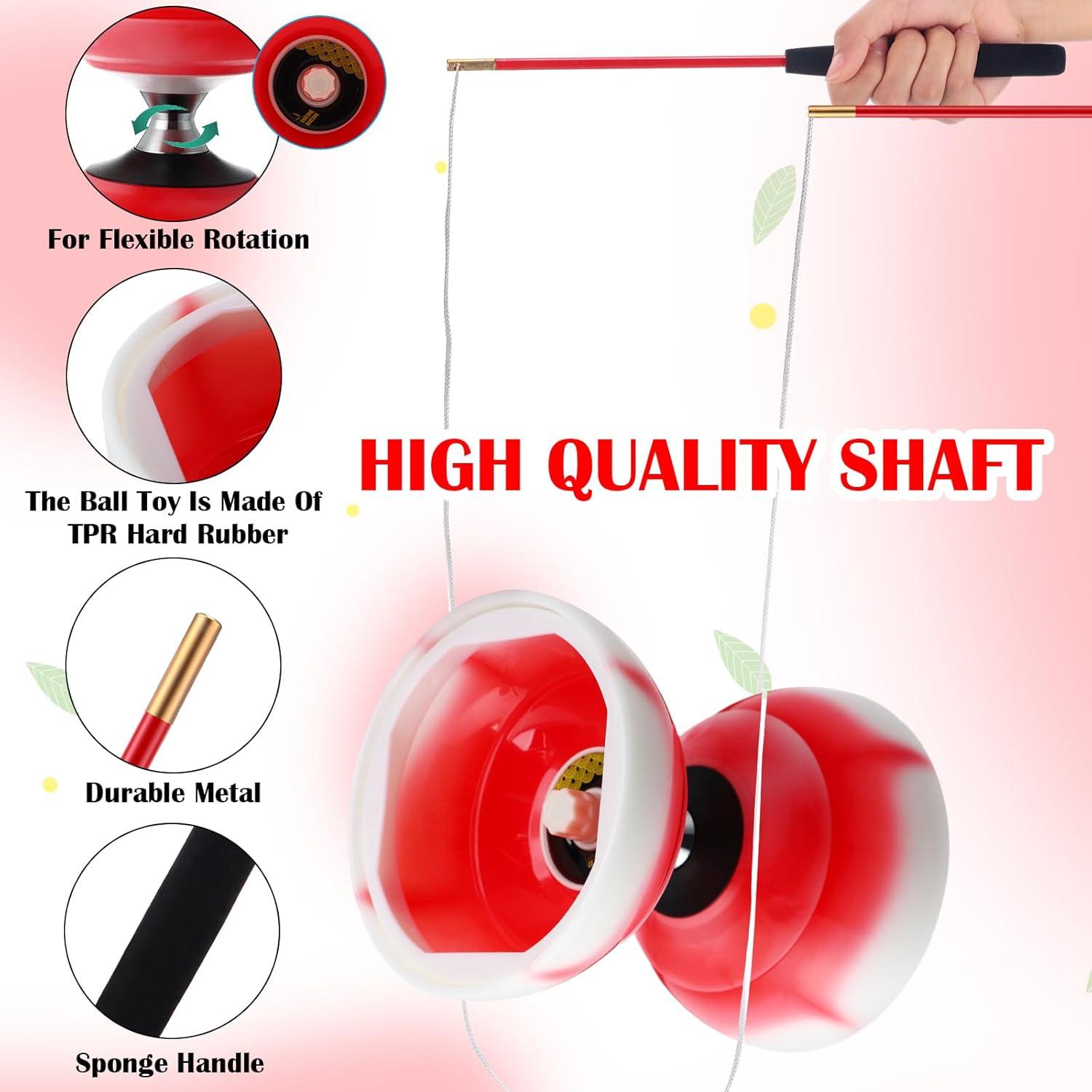 Juego de Diabolo Chino Simgoing LED Rojo Fuego 15 cm