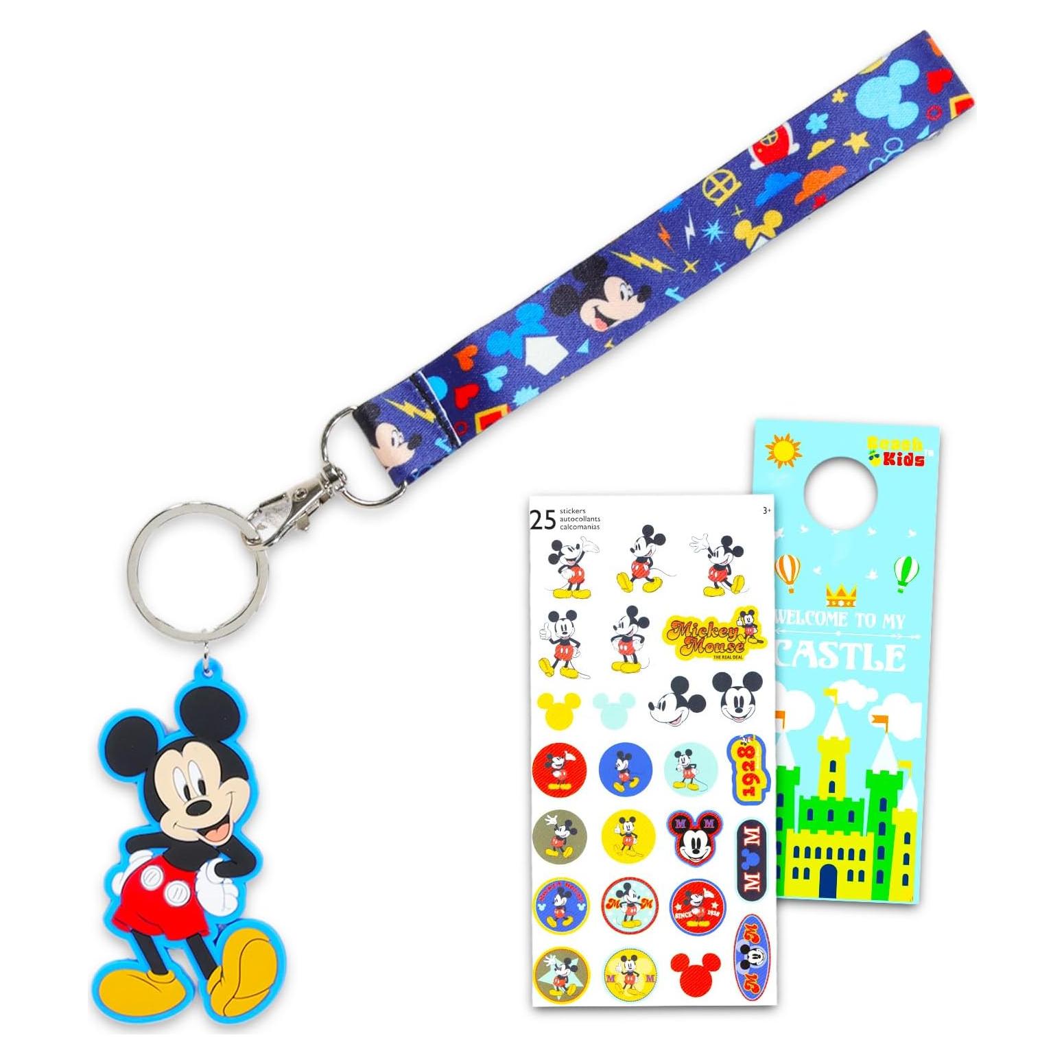 Llavero de silicona 3D Mickey Mouse con correa y pegatinas