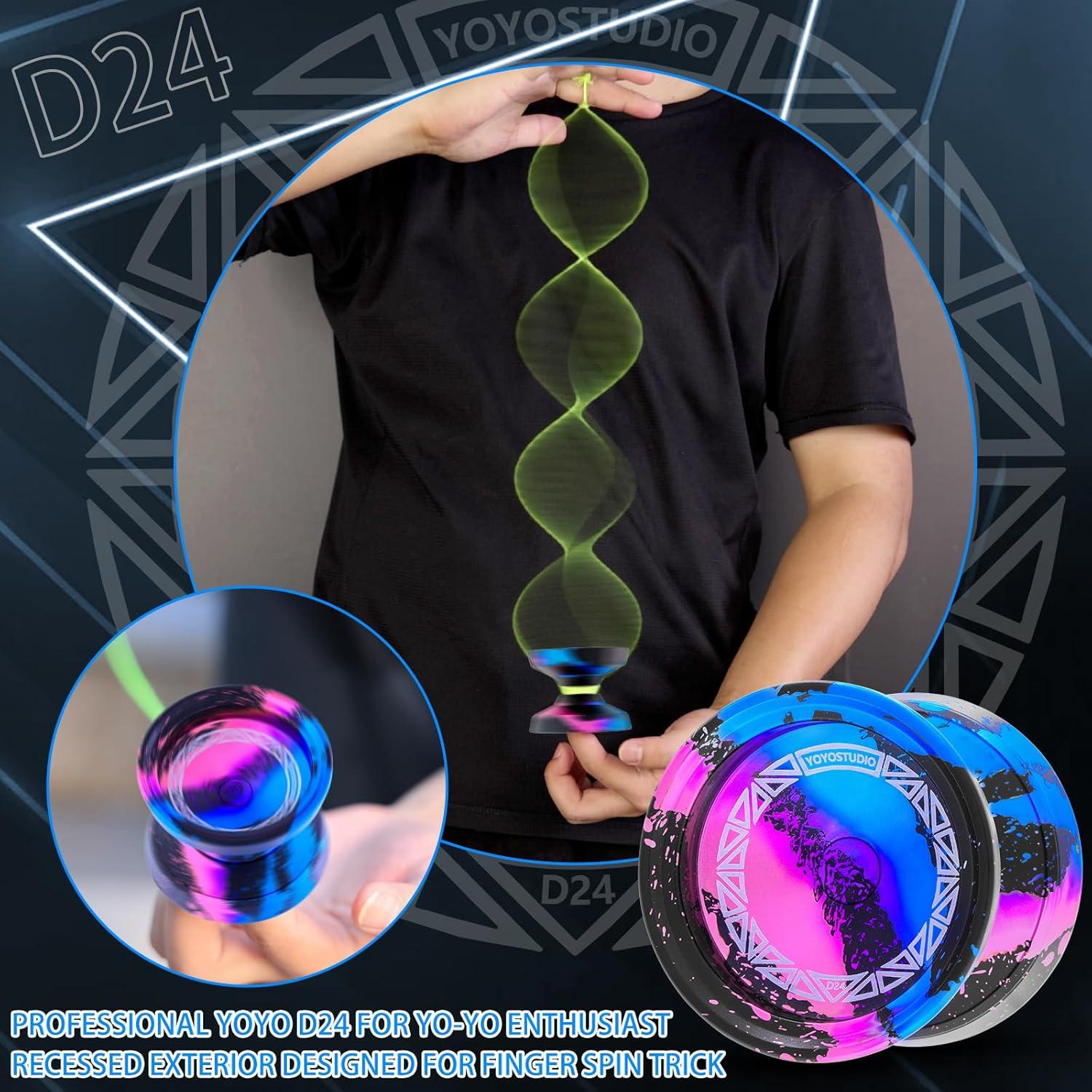 Yoyo Profesional D24 YoYoStudio para Trucos - Negro Azul Rosa