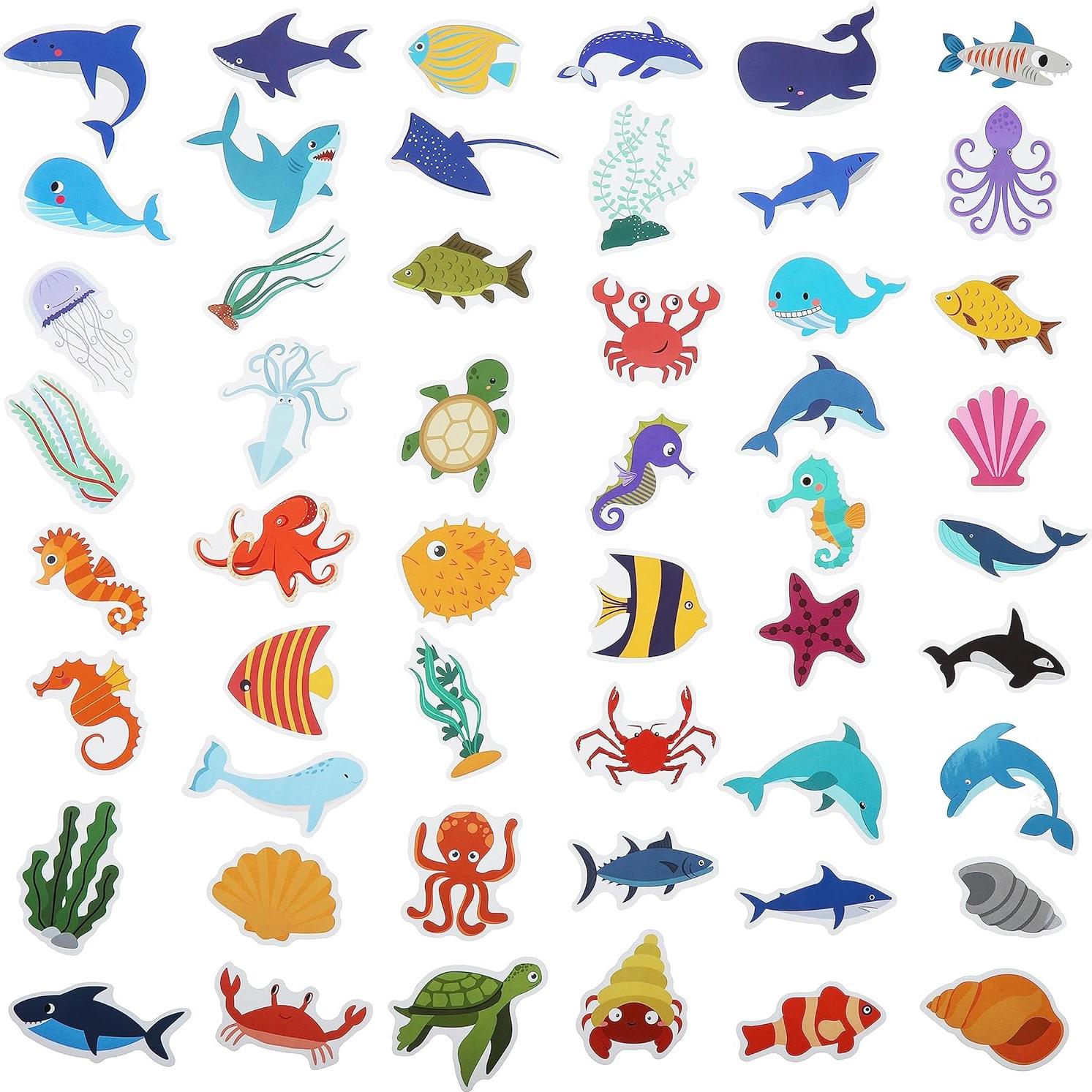 Calcomanías de Vida Marina Cleverplay - 100 Piezas Impermeables