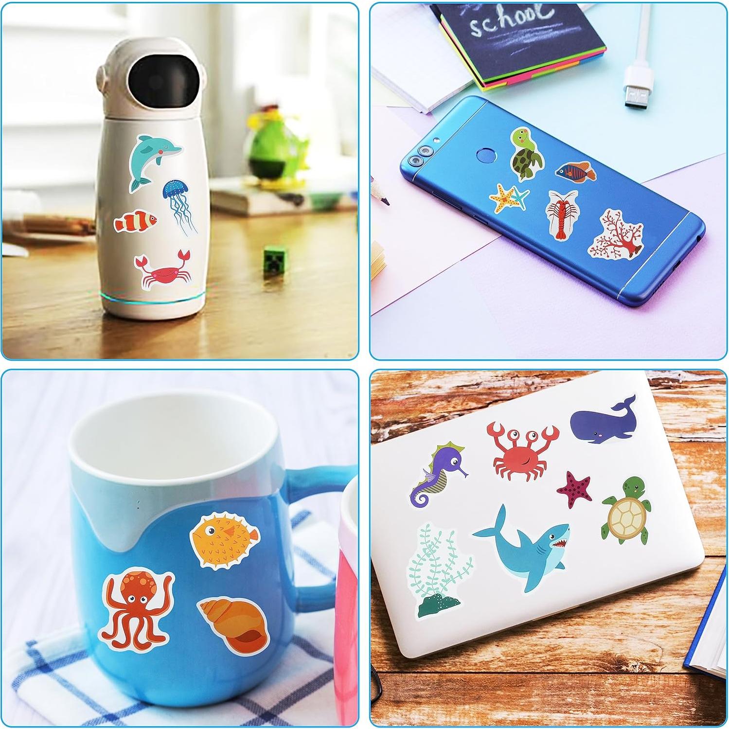 Calcomanías de Vida Marina Cleverplay - 100 Piezas Impermeables