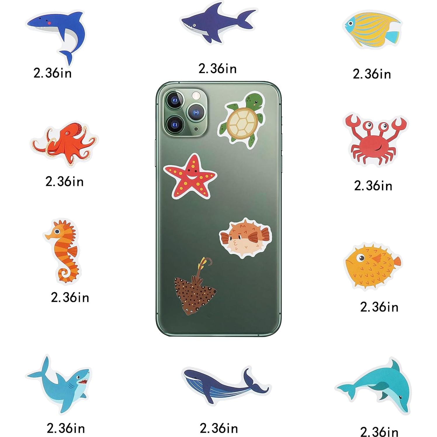 Calcomanías de Vida Marina Cleverplay - 100 Piezas Impermeables