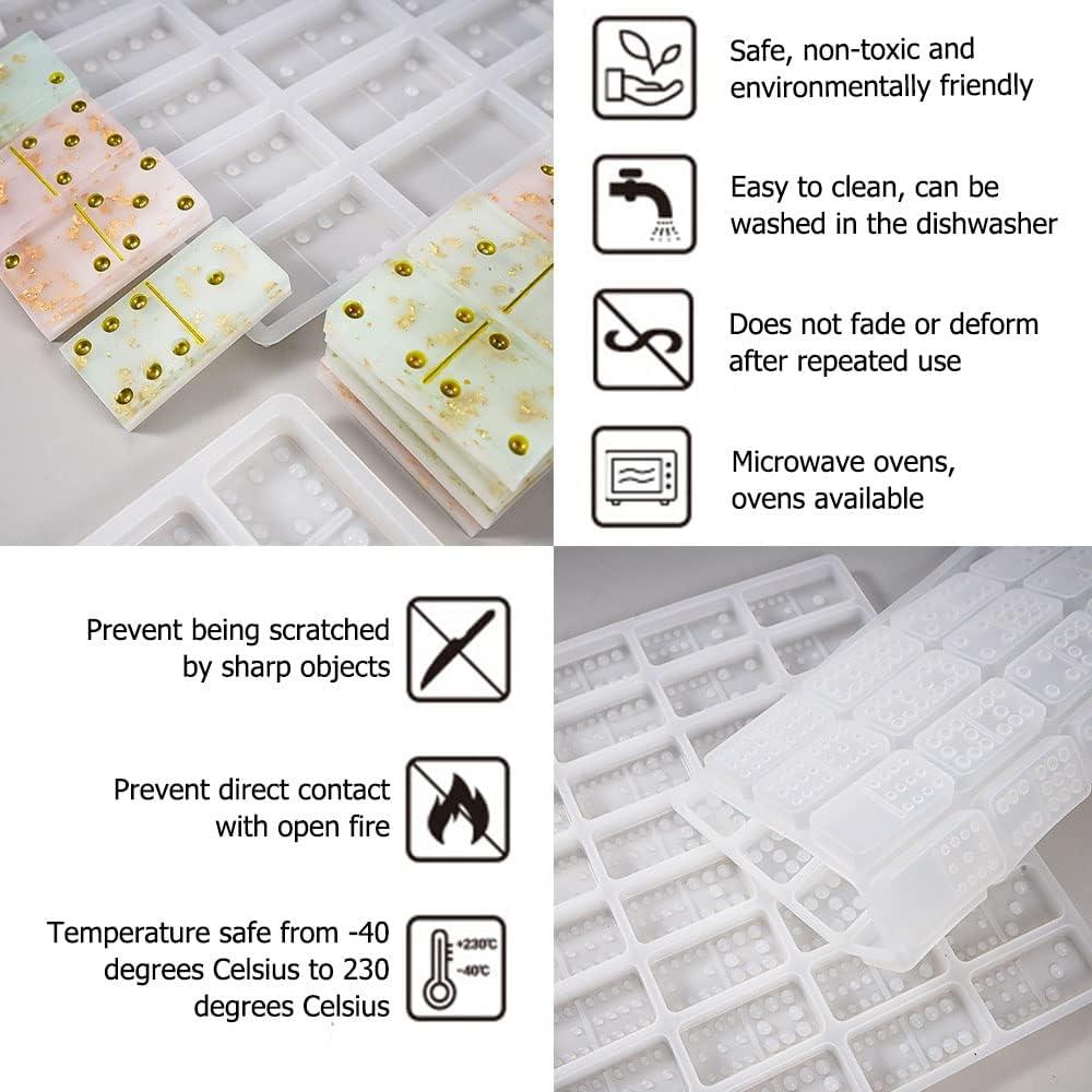 3 Packs Domino Molds and Dominoes Box Molds, CNYMANY 60 Cavities Double 9 Silicone Epoxy Resin Casting Jumbo Mold Clay Mold Storage Box Mold for DIY Pendant Jewelry Crafts Making Tool