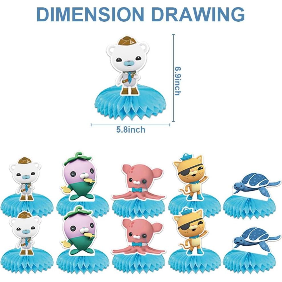 Juego de 5 Toppers de Mesa Octonaut Fuyhiuous - Decoración Fiesta