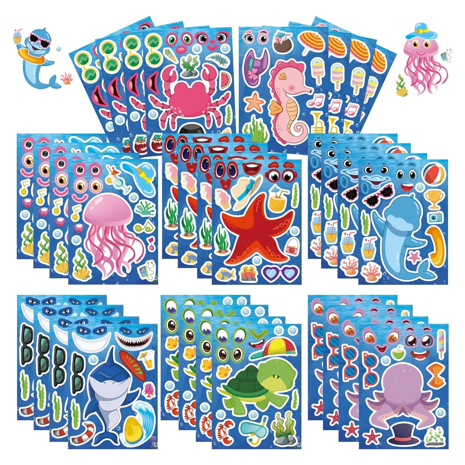 Stickes Animales Marinos Jovial y Alegre 32 Hojas Reutilizables