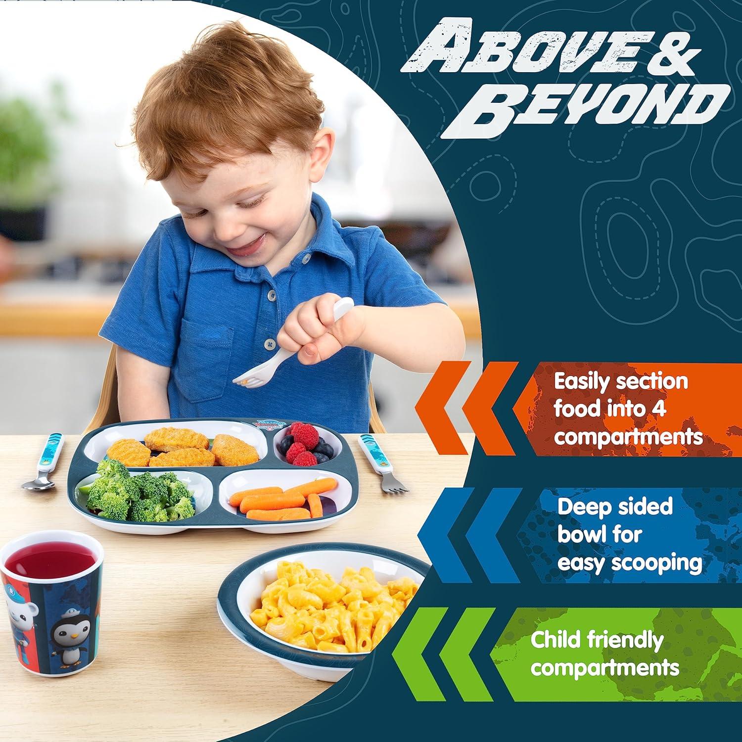 Juego de Comida Octonautas 5 Piezas - Plato Dividido Azul