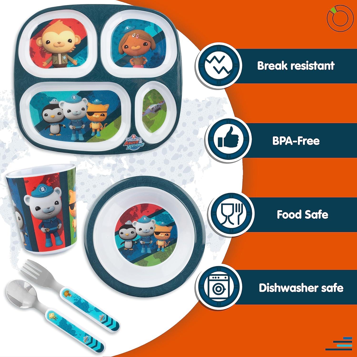 Juego de Comida Octonautas 5 Piezas - Plato Dividido Azul