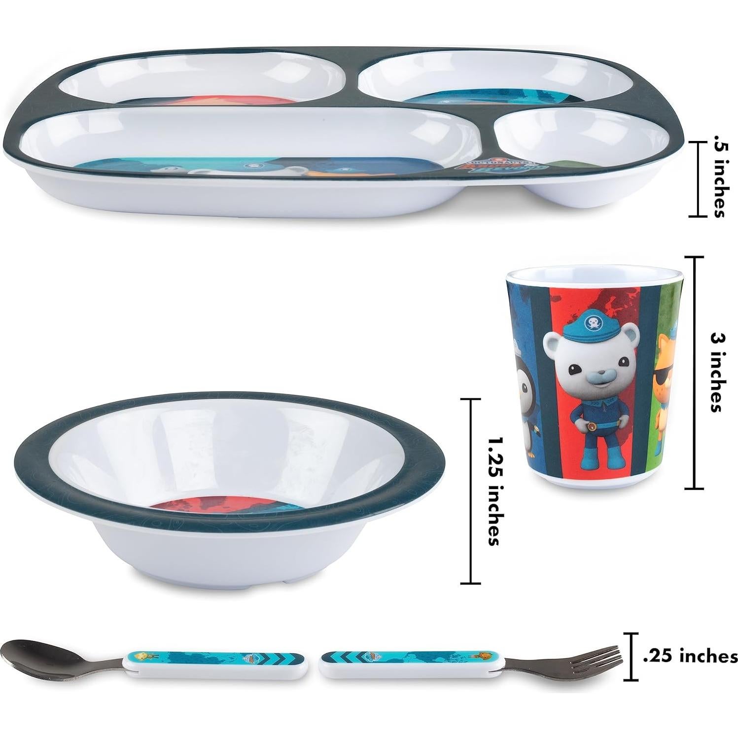 Juego de Comida Octonautas 5 Piezas - Plato Dividido Azul