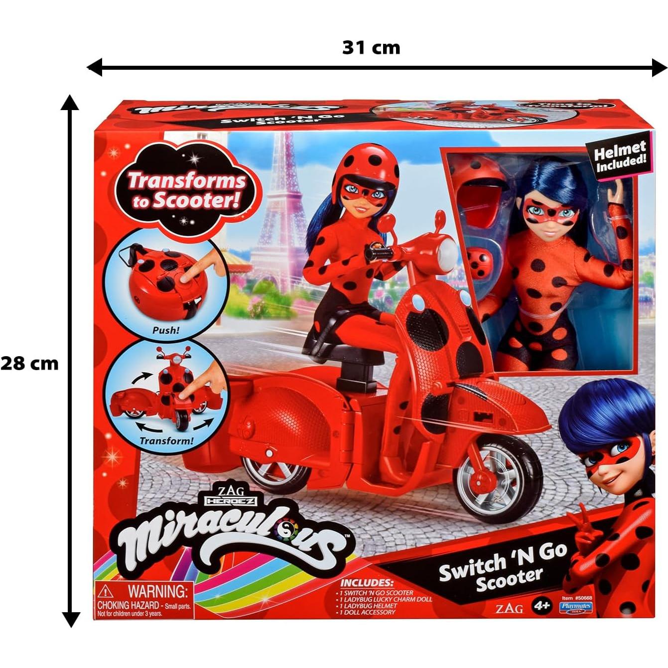 Muñeca Marinette Ladybug 26cm con Scooter Transformador