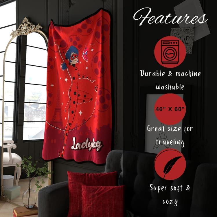 Manta Suave Miraculous Ladybug Franco 116.8x152.4 cm