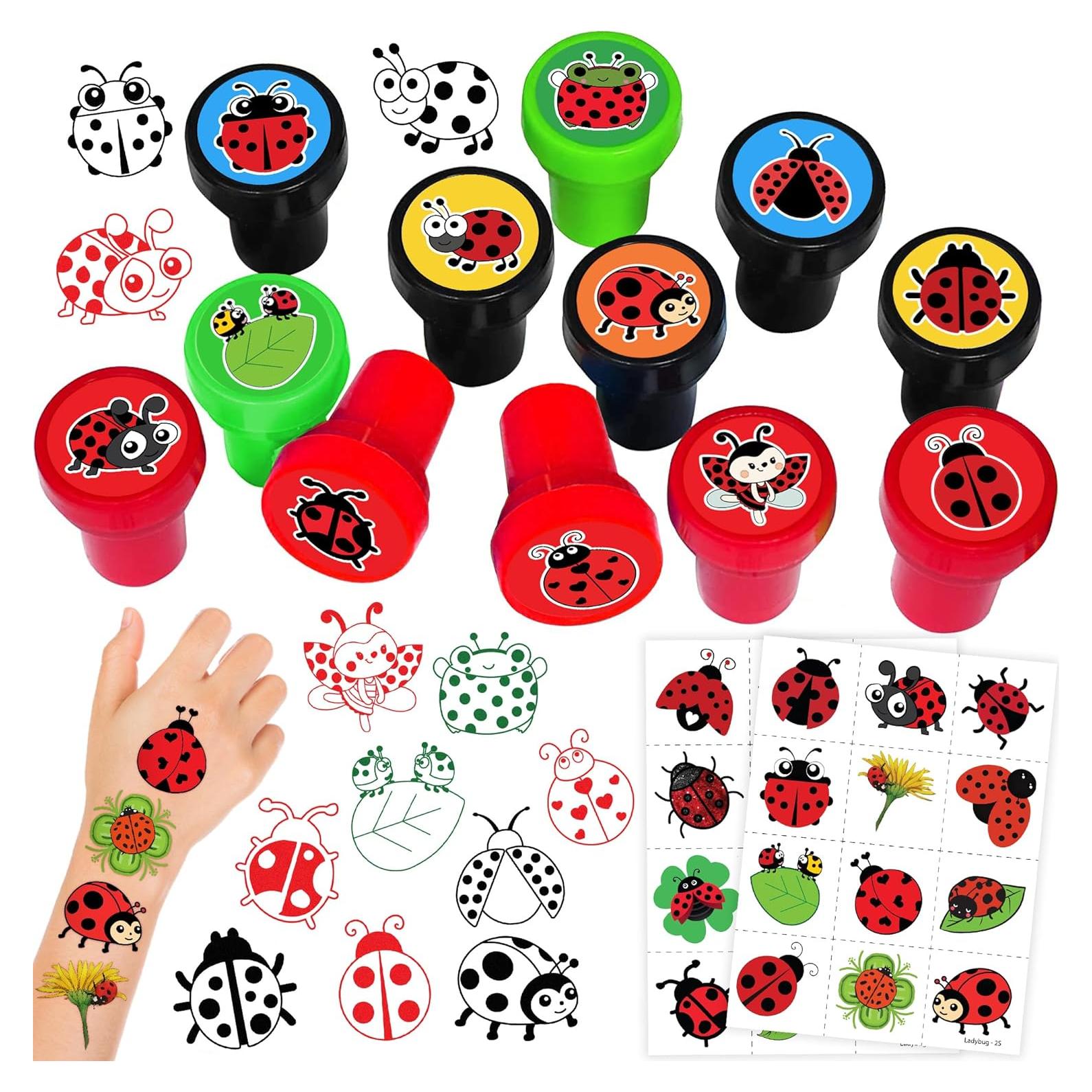 Set de Sellos y Tatuajes Temporales de Mariquita - 36 Piezas