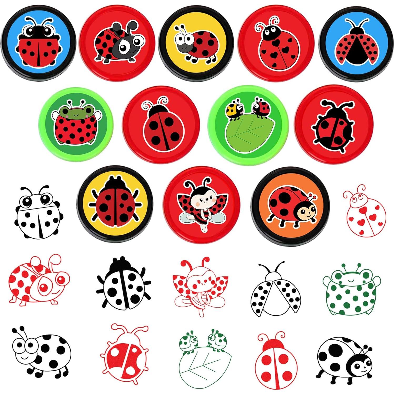 Set de Sellos y Tatuajes Temporales de Mariquita - 36 Piezas