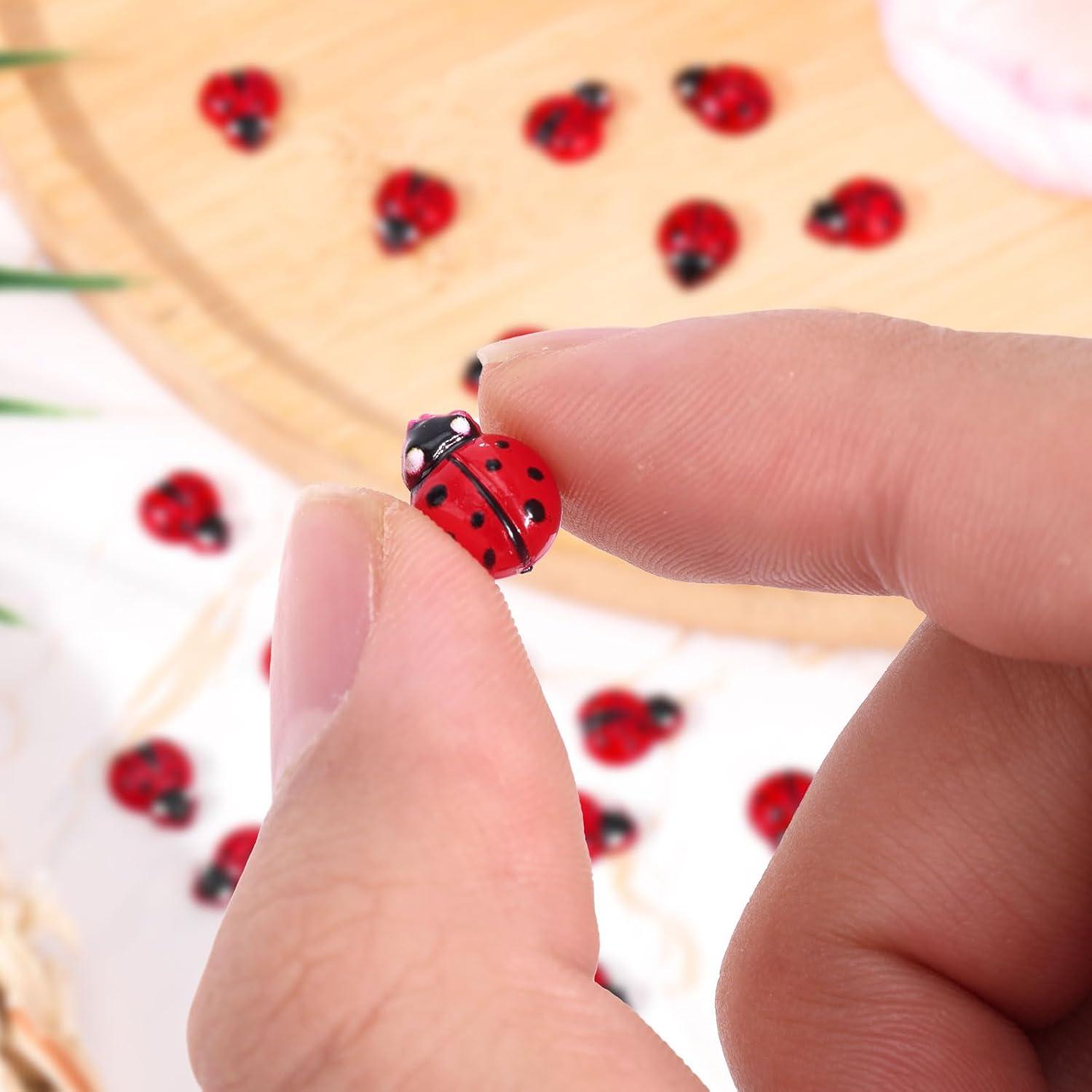 120 Mini Mariquitas de Resina para Decoración - Lasuroa