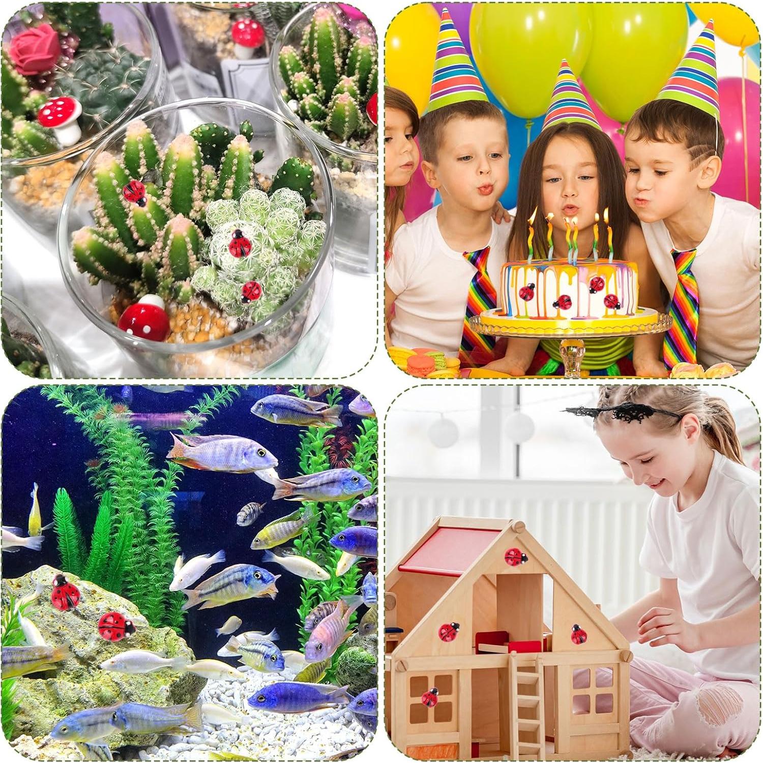 120 Mini Mariquitas de Resina para Decoración - Lasuroa