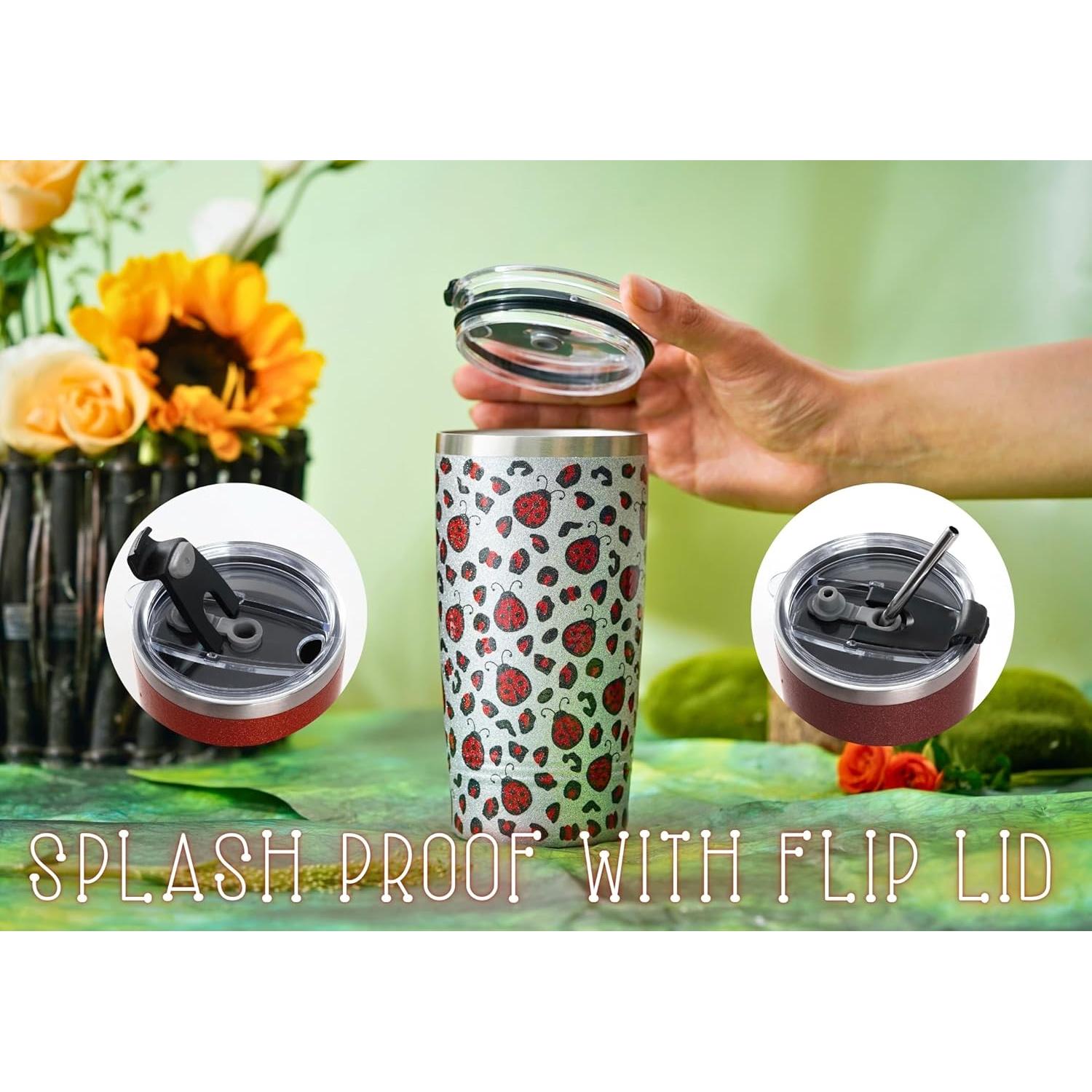 Vaso Térmico de Acero Inoxidable Onebttl 600ml Mariquita Leopardo