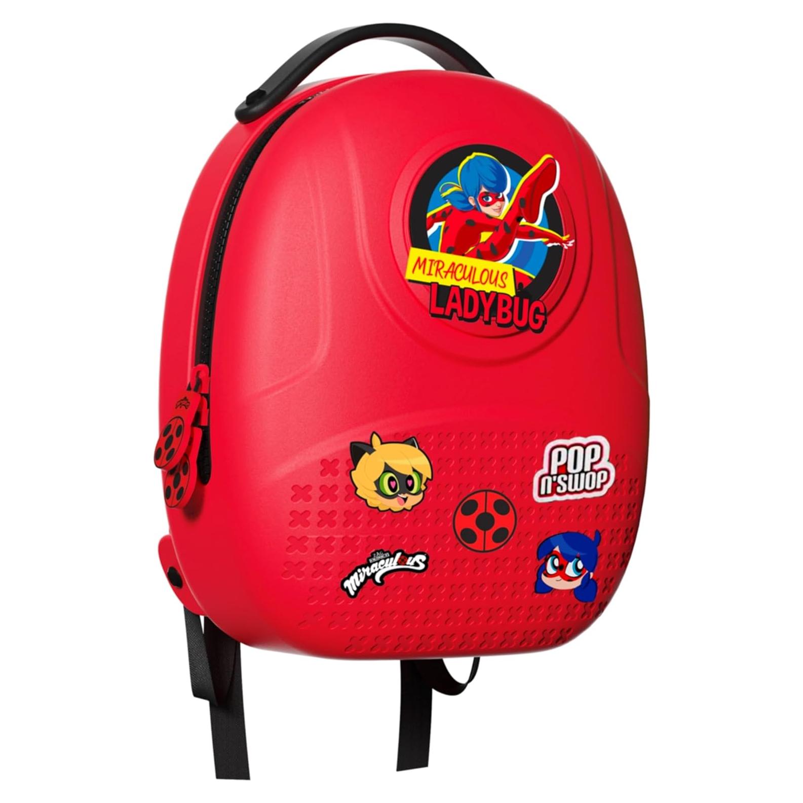Mochila Ladybug Wyncor Roja con 6 Insignias Clip-on Impermeable