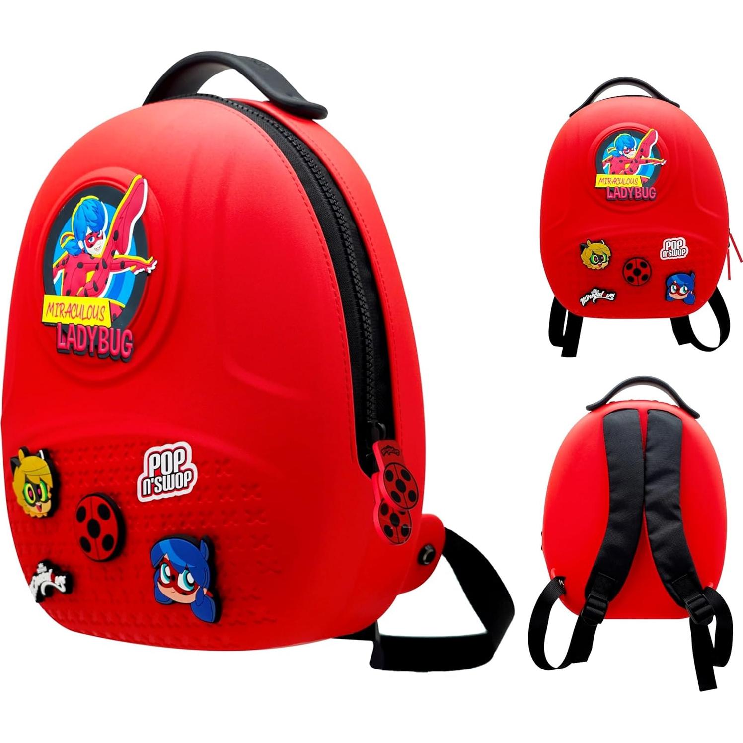 Mochila Ladybug Wyncor Roja con 6 Insignias Clip-on Impermeable