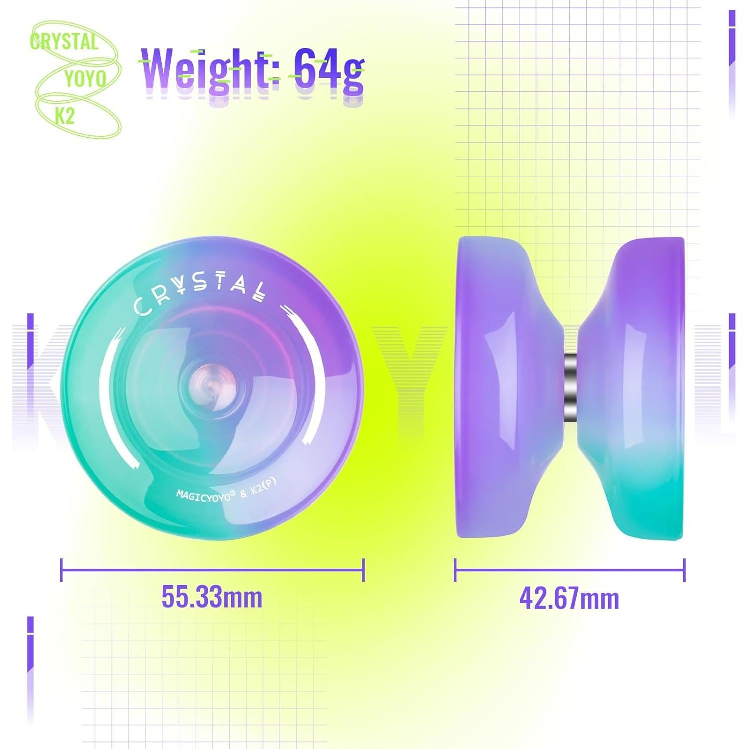 Yoyo MagicYoyo K2 Cristal Verde Púrpura para Niños y Adultos