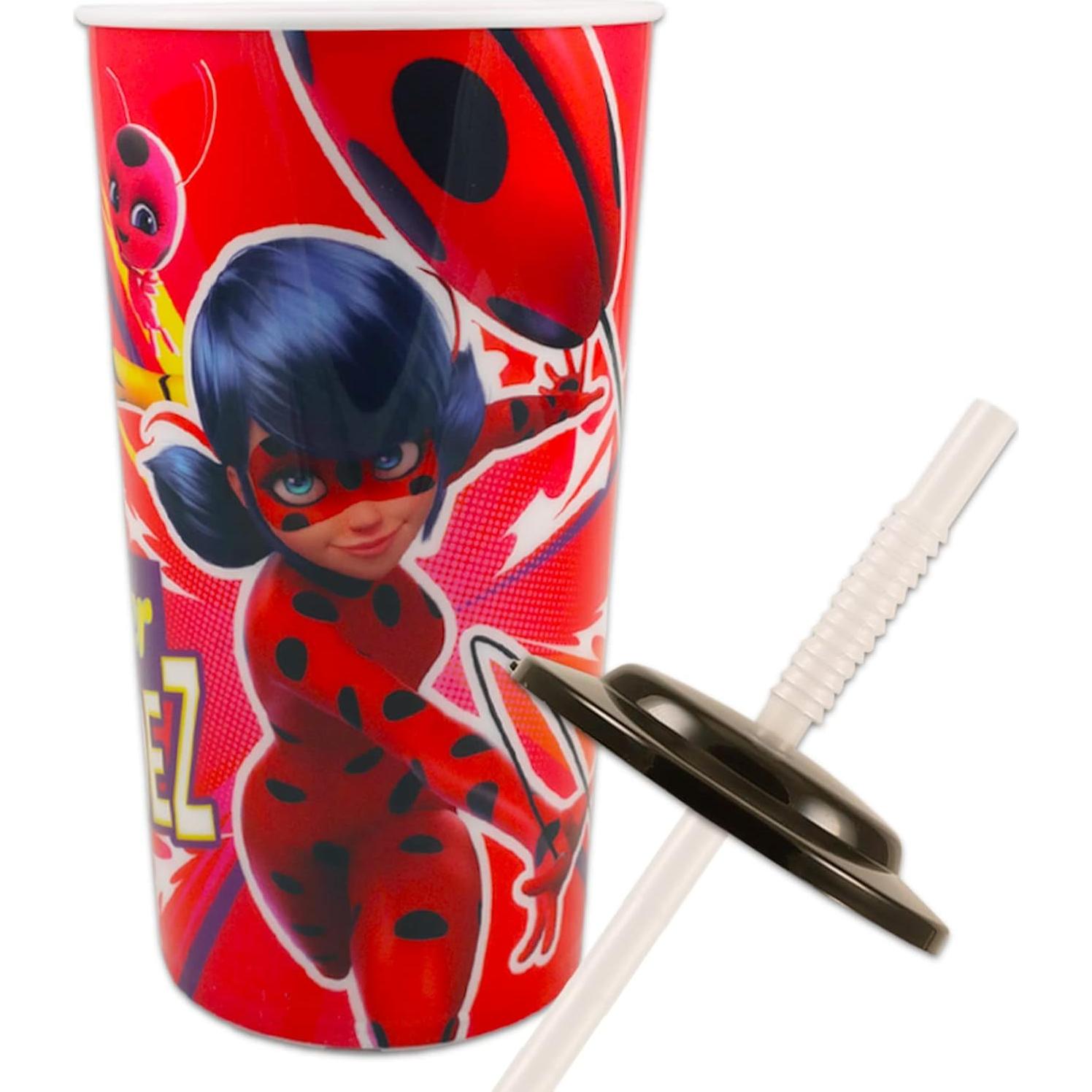 Juego de 6 Vasos Tumbler Miraculous Ladybug 0.47L con Popote